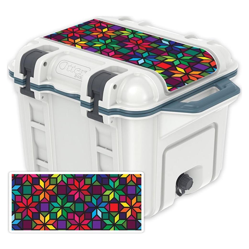 MightySkins (Cooler Not Included) Skin Compatible with OtterBox Venture 25 qt Cooler Lid - Stained Glass Window | Protective, Durable, and Unique Vinyl wrap Cover | Easy to Apply | Made in The USA