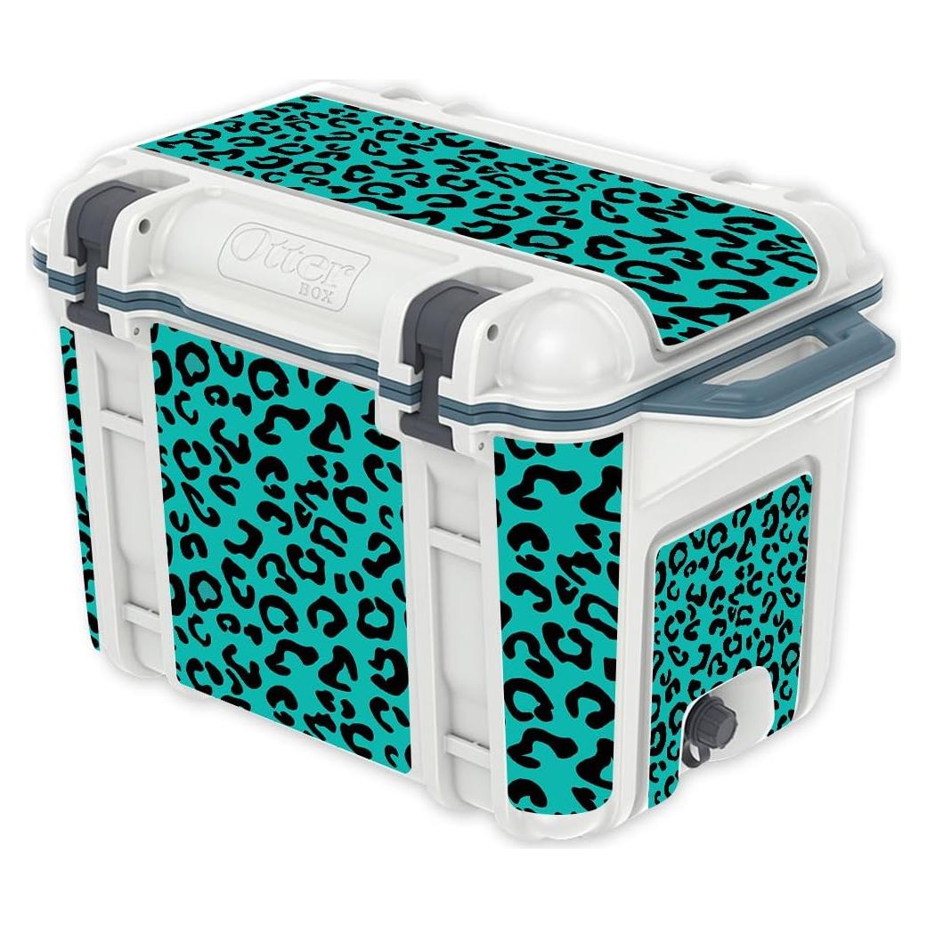 Piel de Calcomanía MightySkins para Enfriador OtterBox 45 qt - Leopardo Teal