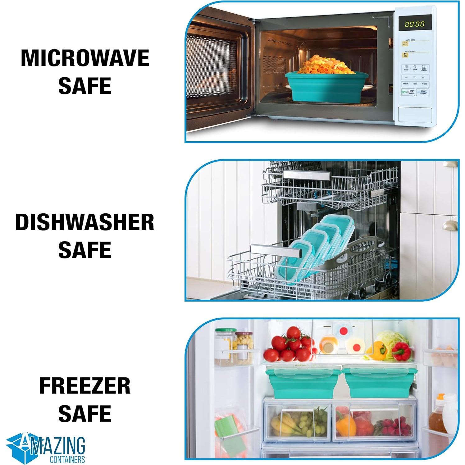 Set de 4 Contenedores de Almacenamiento Silicona Plegables