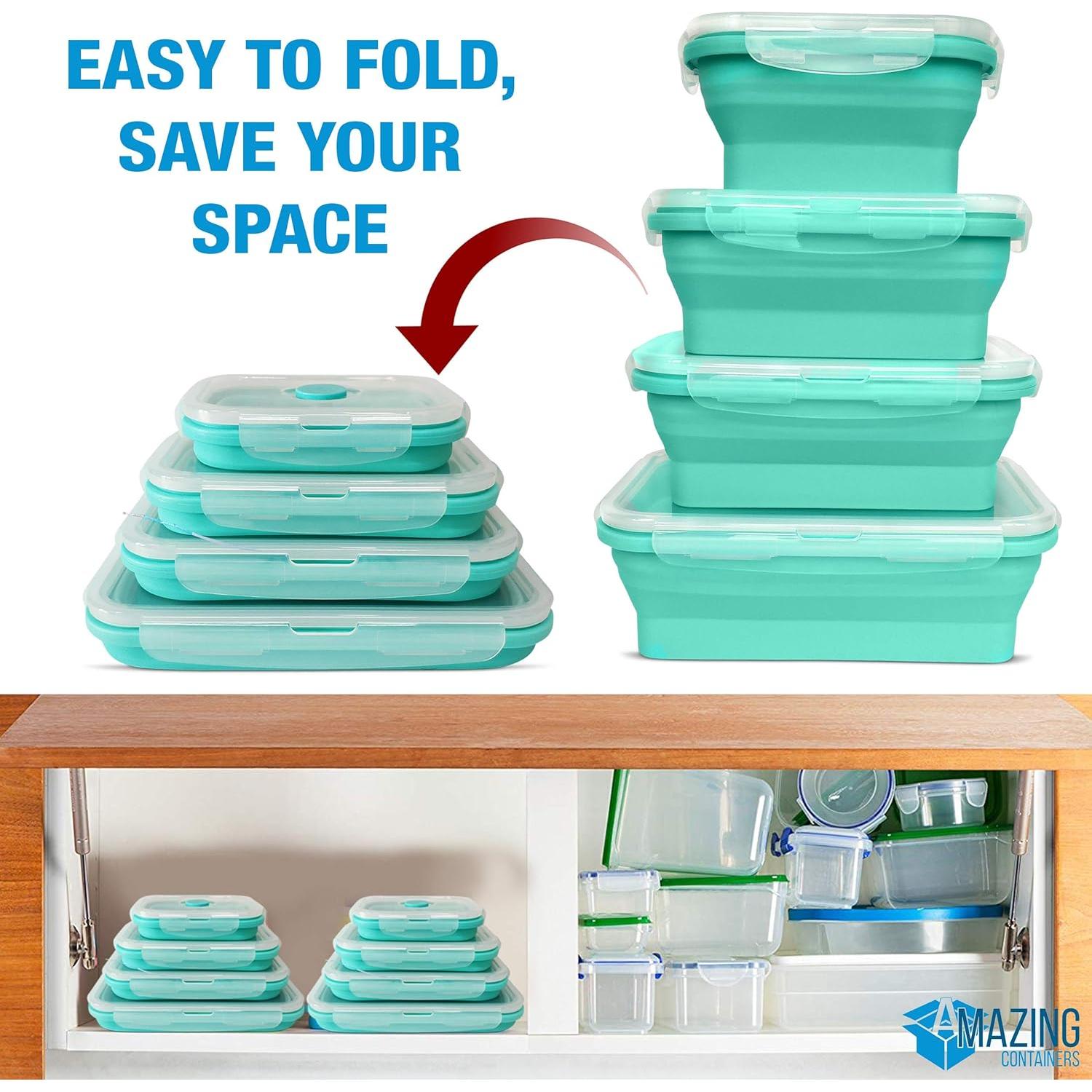 Set de 4 Contenedores de Almacenamiento Silicona Plegables