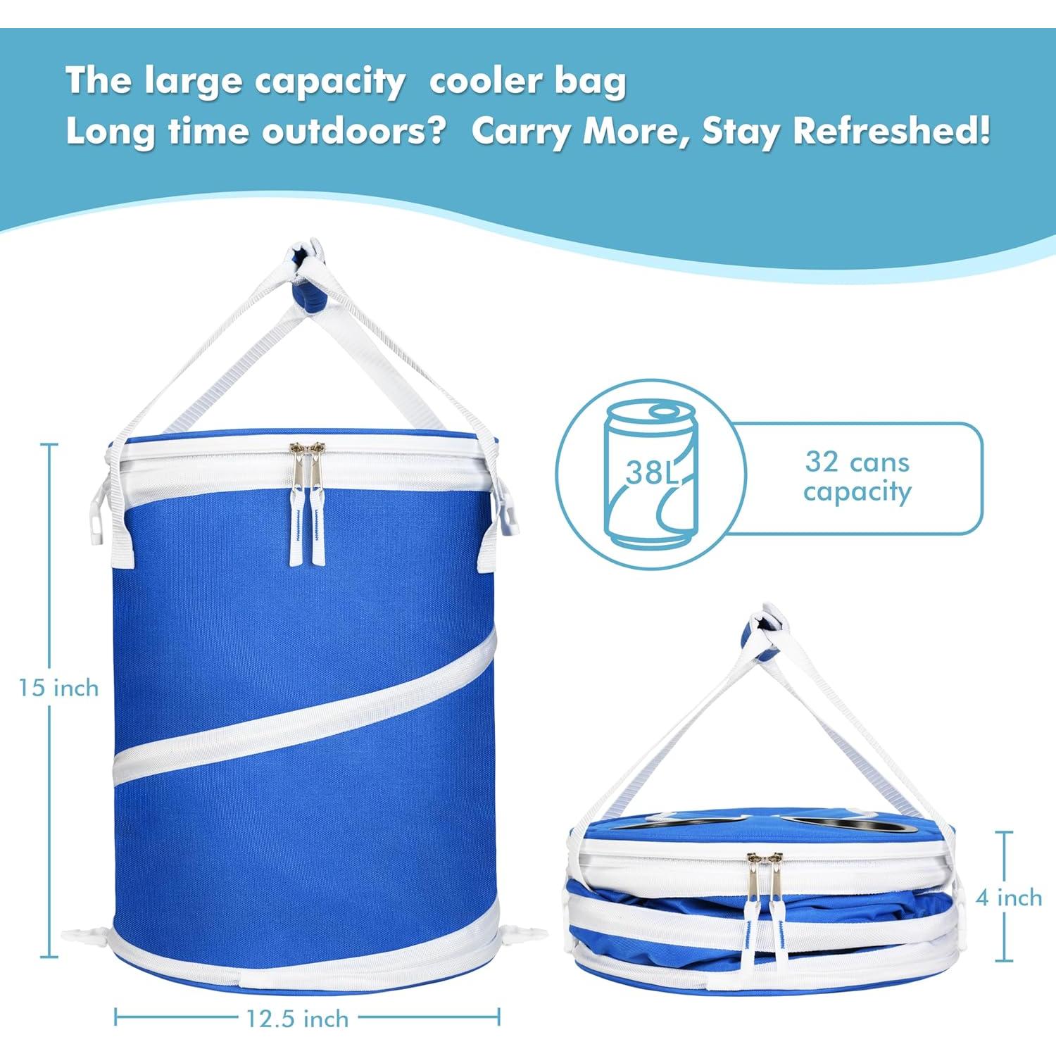 Bolsa de Enfriamiento Plegable Tirrinia 38L Azul para Camping