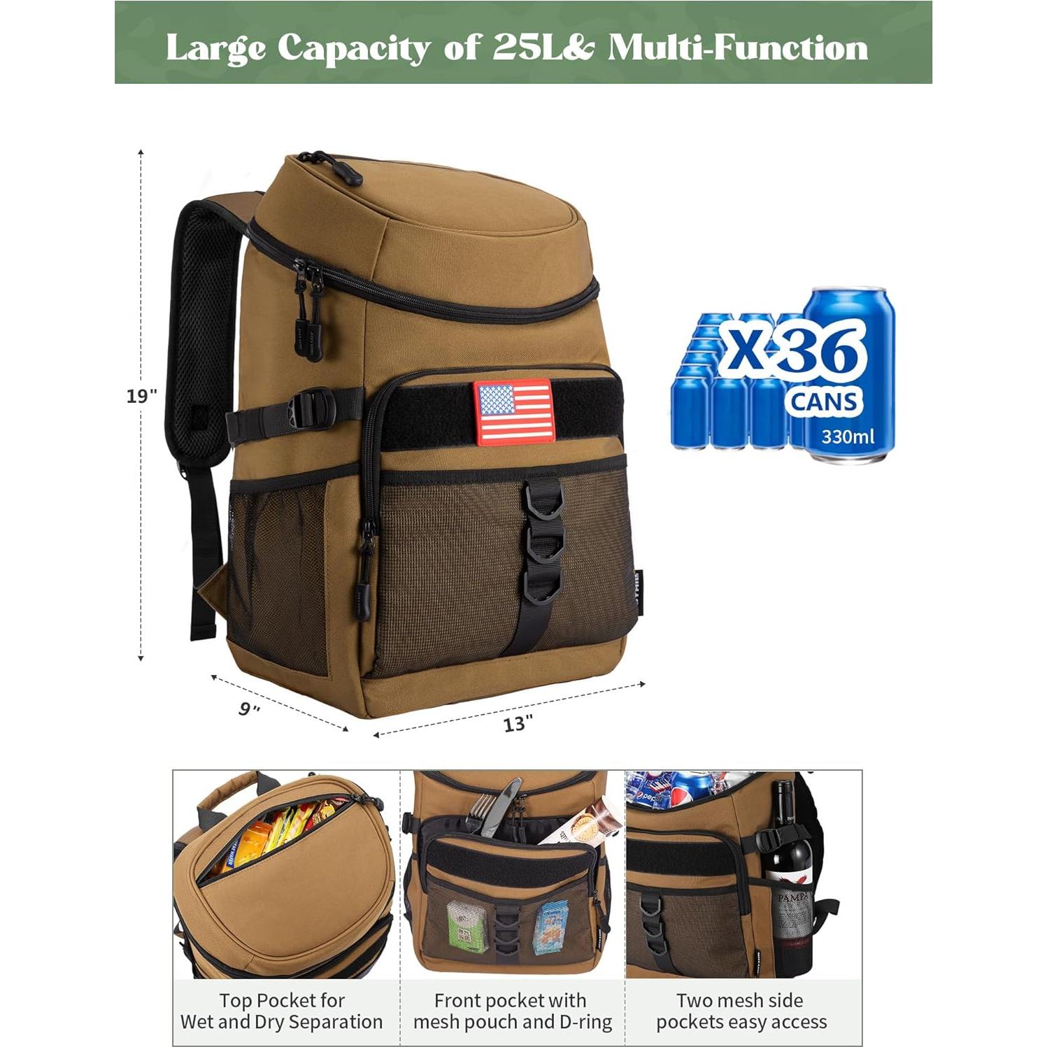 Mochila Enfriadora JOYHILL 25L Aislada para Camping y Playa