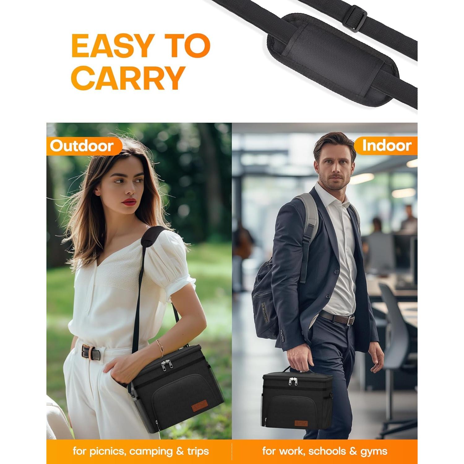 Caja de Almuerzo Aislada HOTOR Negra 8.5L 4 Compartimentos