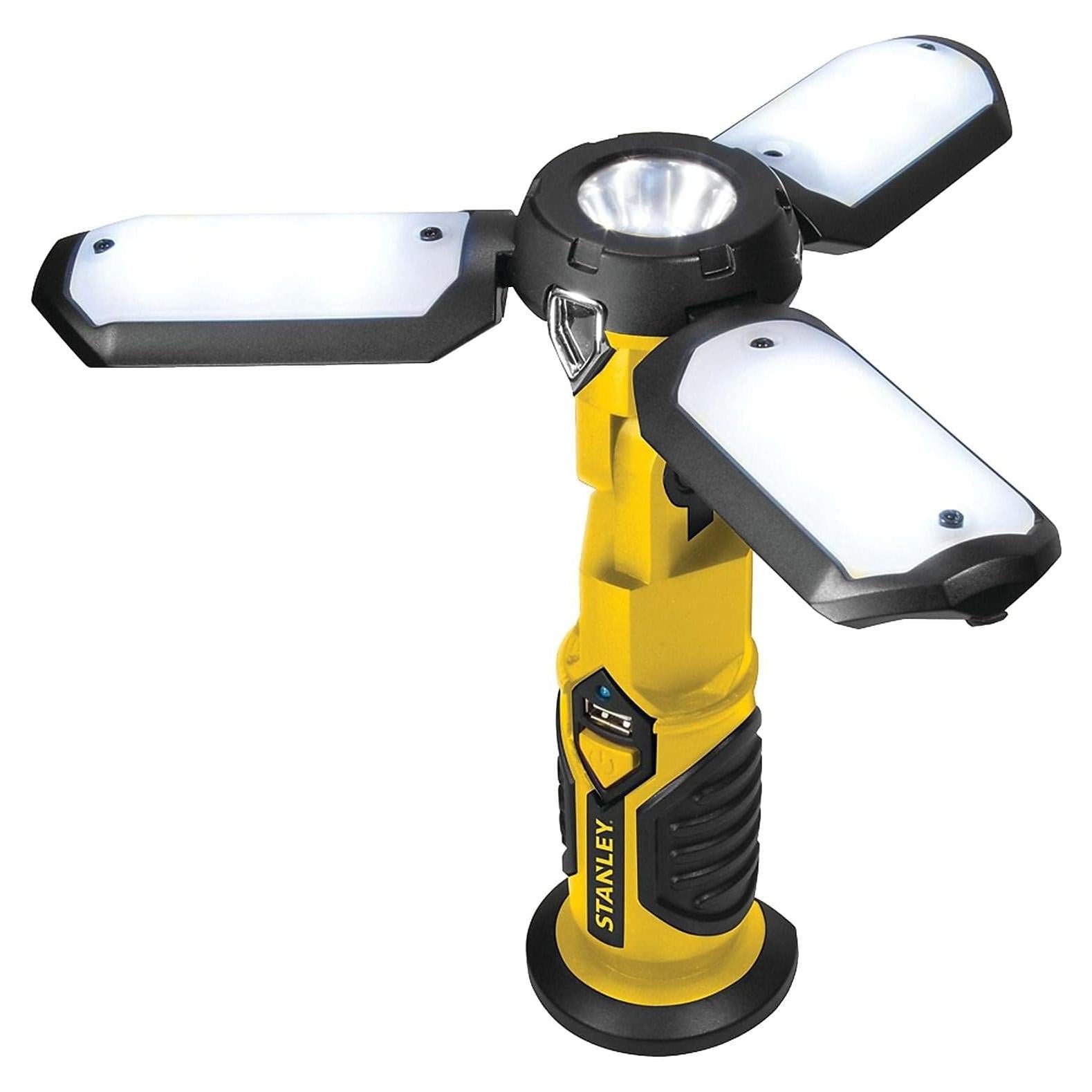 STANLEY SAT3S Rechargeable 600 Lumen Lithium Ion LED Satellite Work Light with USB Power Charger