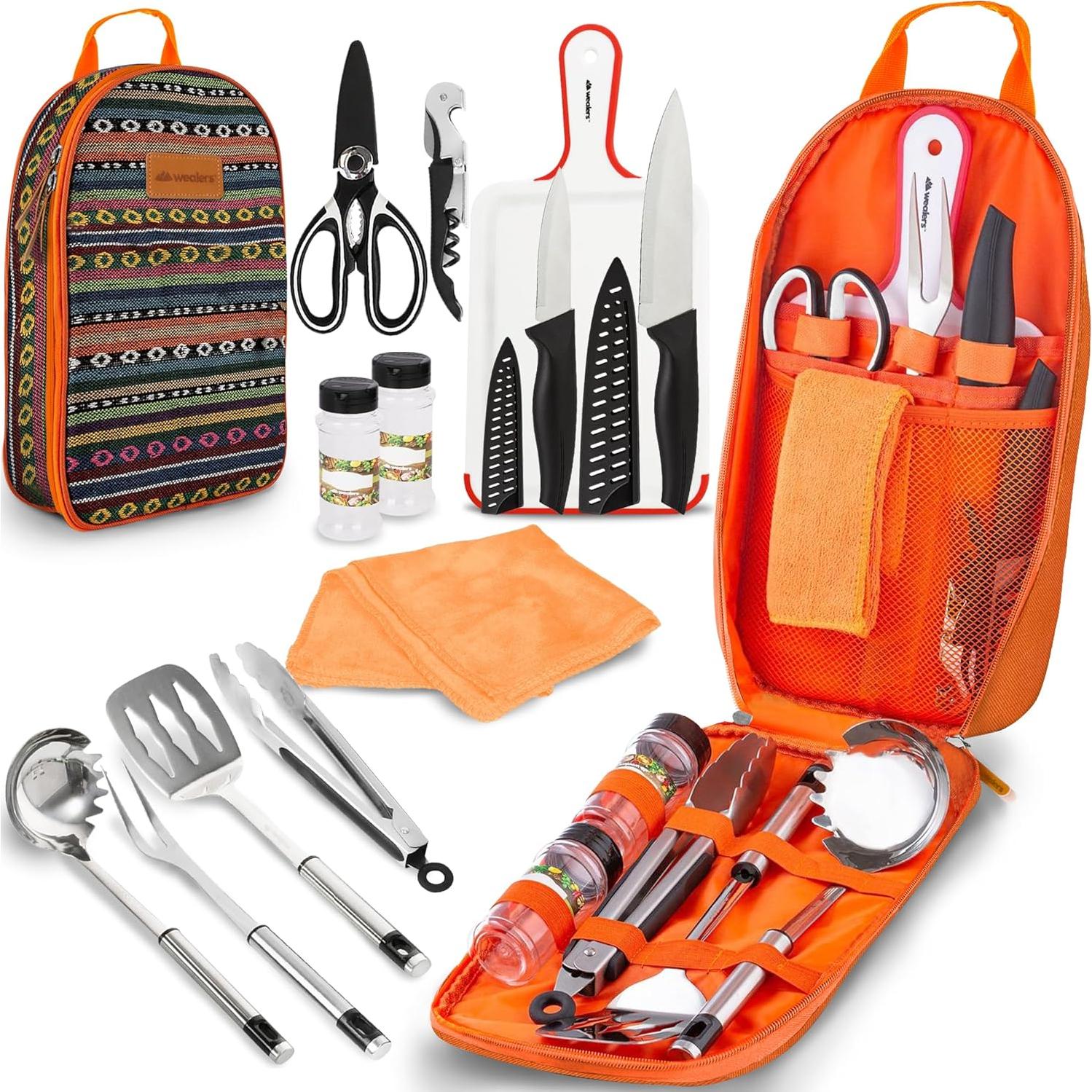 Juego de Utensilios de Cocina Wealers 12 Piezas Naranja Camping