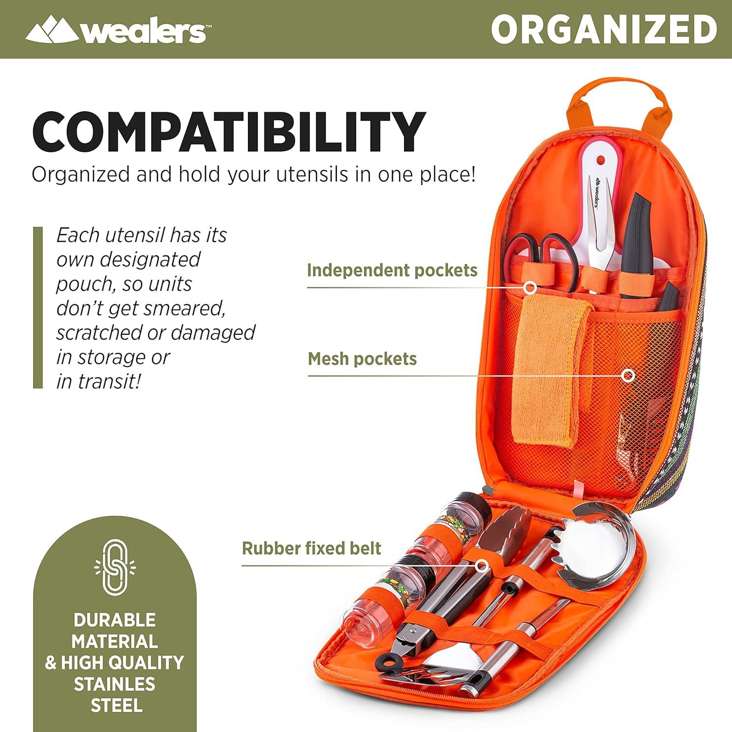 Juego de Utensilios de Cocina Wealers 12 Piezas Naranja Camping