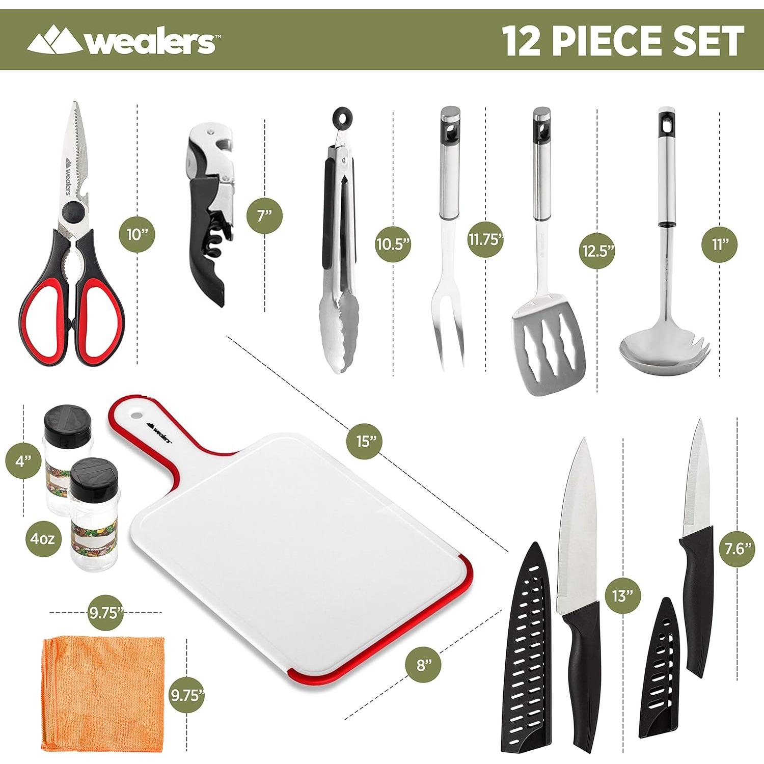 Juego de Utensilios de Cocina Wealers 12 Piezas Naranja Camping
