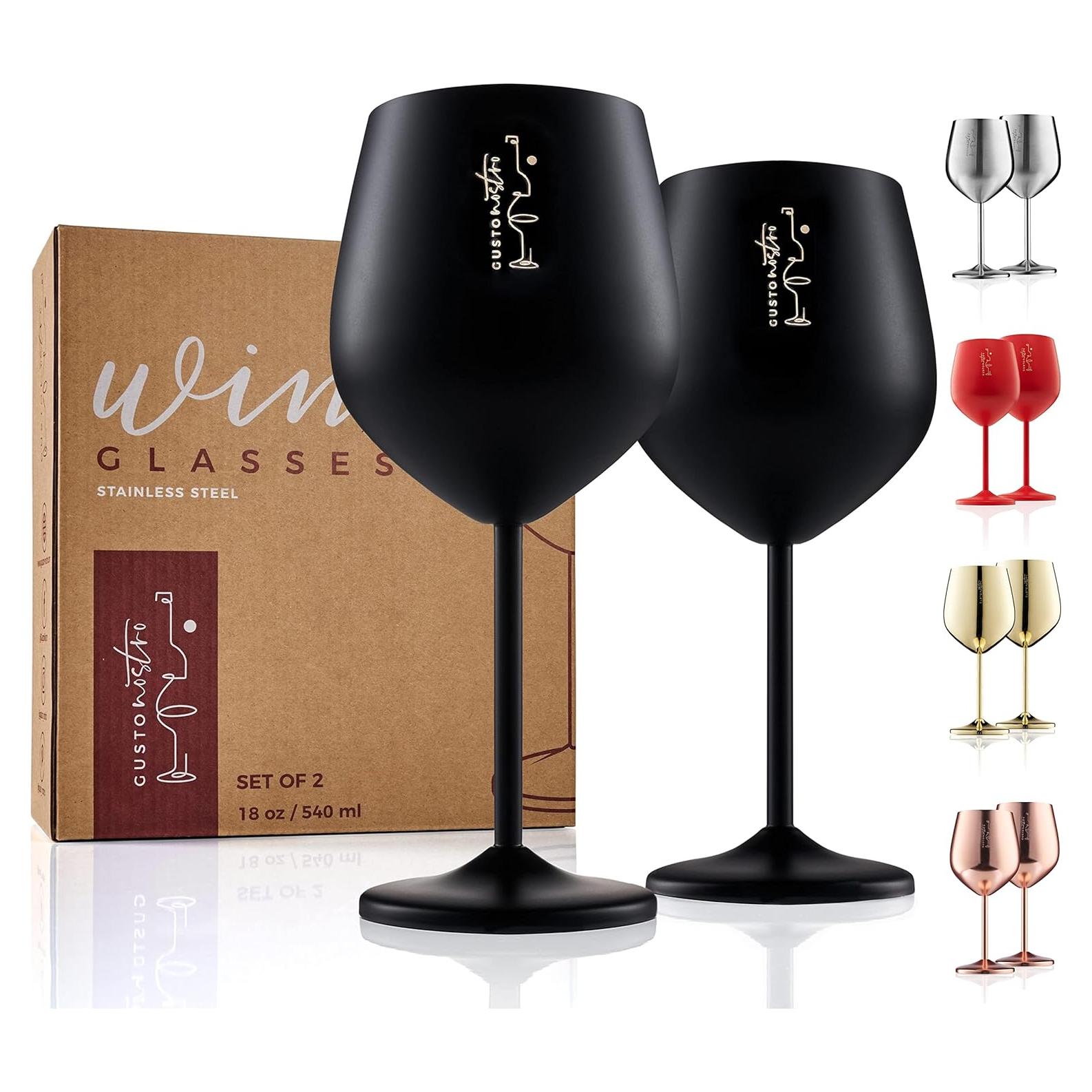 Vasos de Vino de Acero Inoxidable Gusto Nostro - 532 ml - Juego de 2