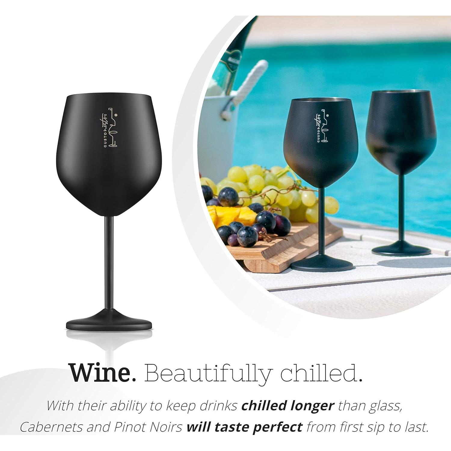 Vasos de Vino de Acero Inoxidable Gusto Nostro - 532 ml - Juego de 2