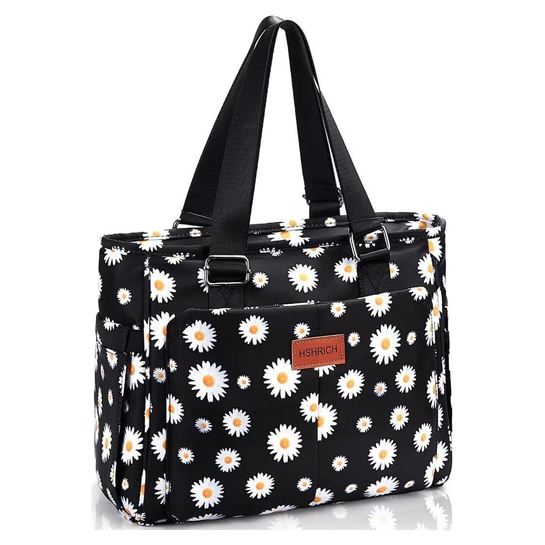 Large Women Lunch Bags for Work/Insulated Adult Lunch Box for Women/Leakproof Cooler Lunch Tote Bag with Storage Pocket. Reusable Lunch Cooler Purse for Work Picnic Hiking 14L, Floral