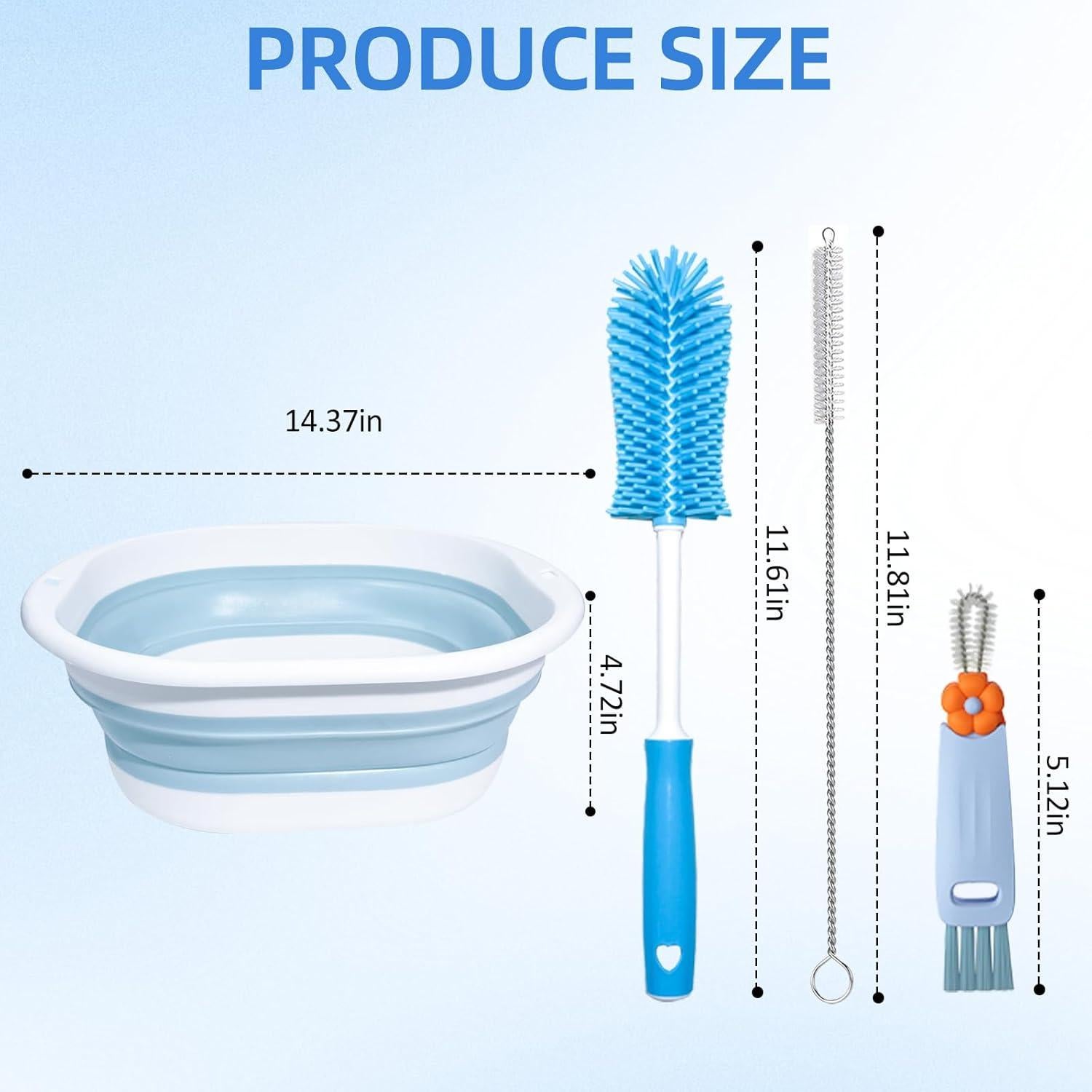 Kit de Limpieza de Botellas Engorgio - 4 Piezas, Azul