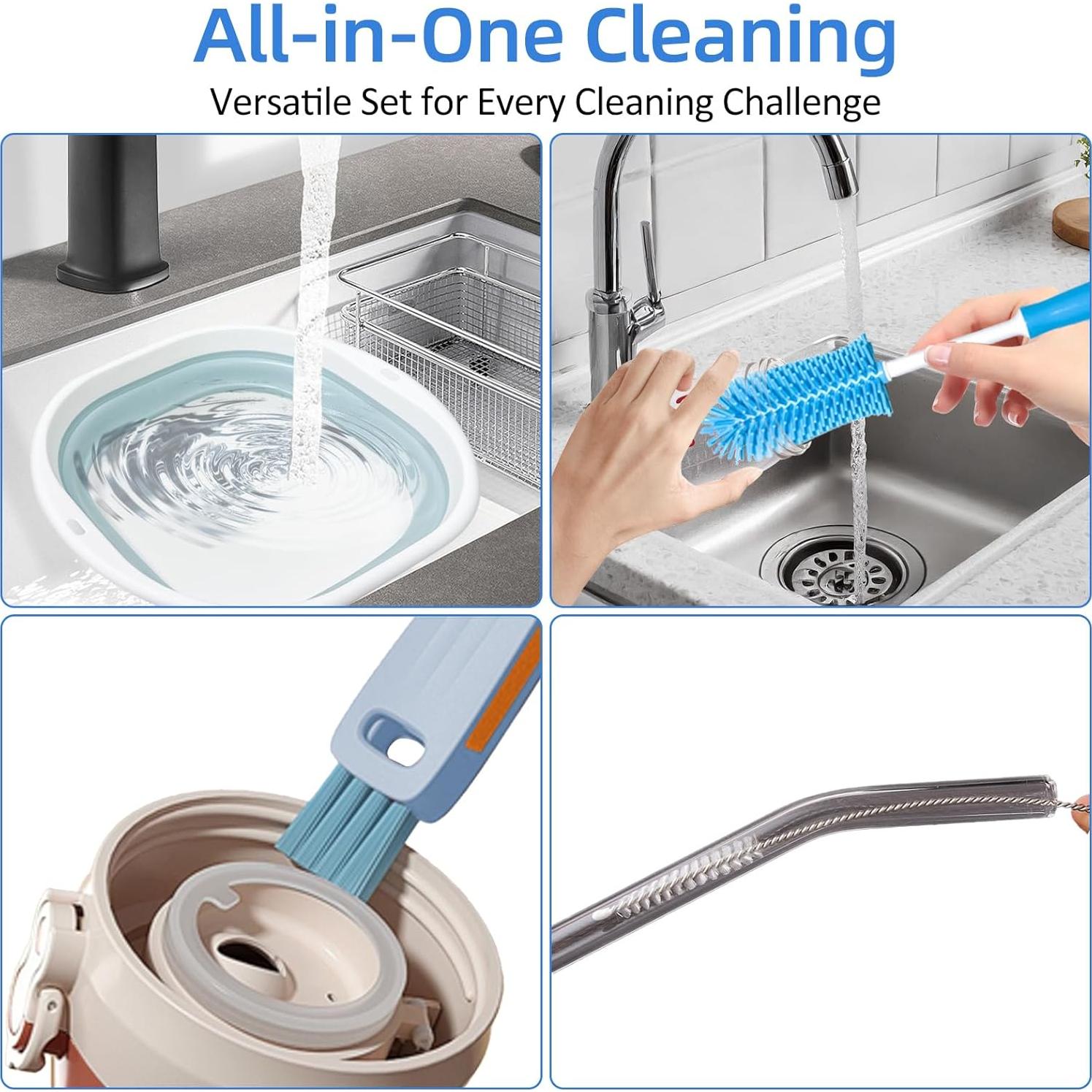 Kit de Limpieza de Botellas Engorgio - 4 Piezas, Azul