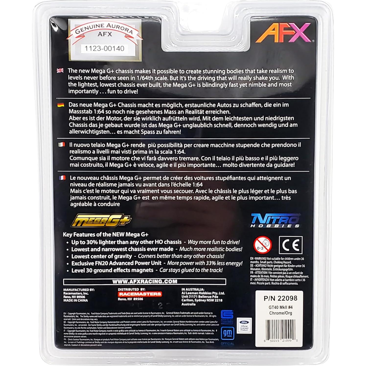 AFX GT40 MKII #4 Espejo Cromado Naranja Slot Car HO