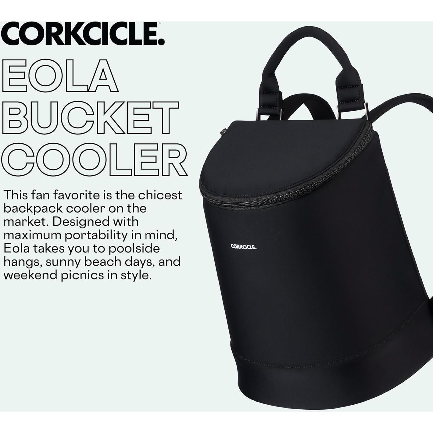 Mochila Cooler Corkcicle Eola Aislada 2 Botellas Neopreno Negro