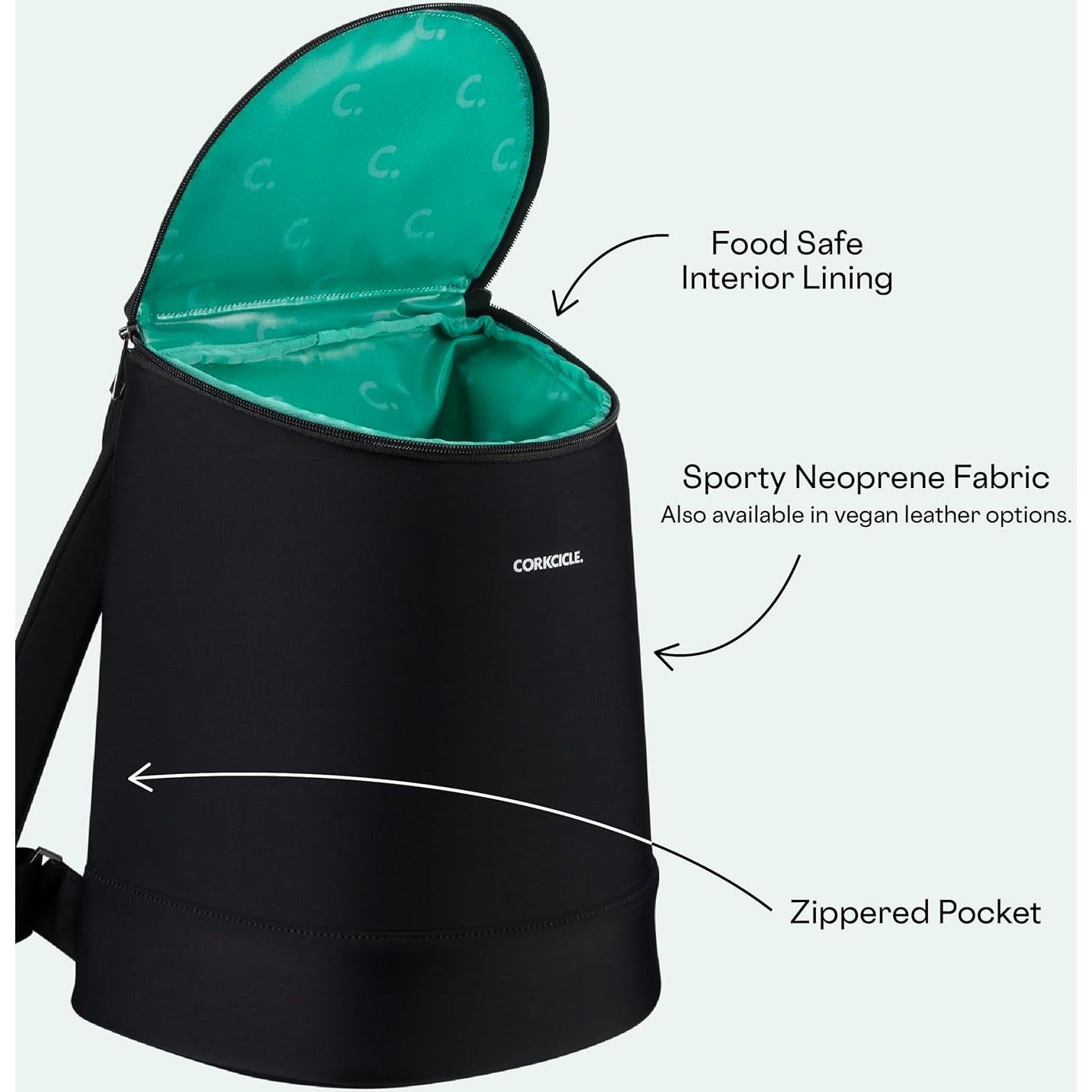 Mochila Cooler Corkcicle Eola Aislada 2 Botellas Neopreno Negro