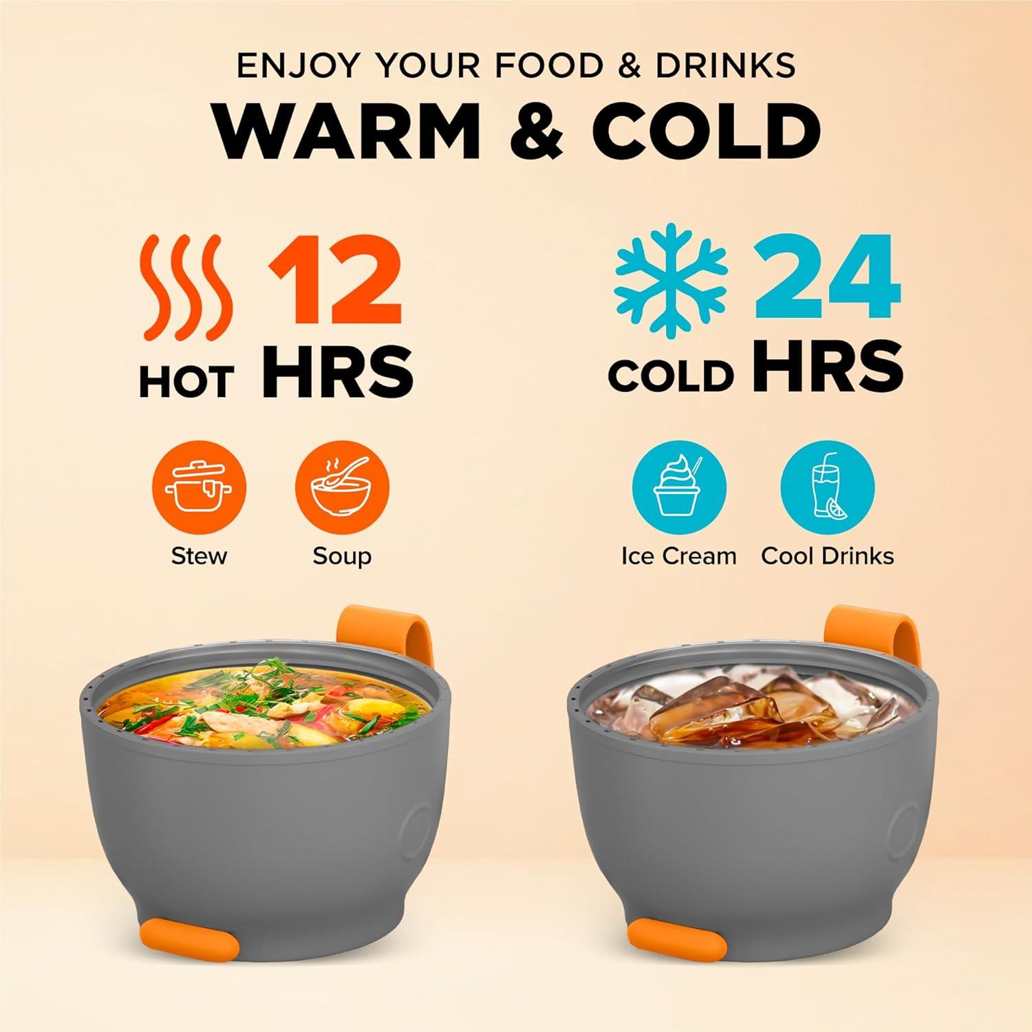 Tarro de Comida Aislado Energify 710ml Naranja a Prueba de Fugas