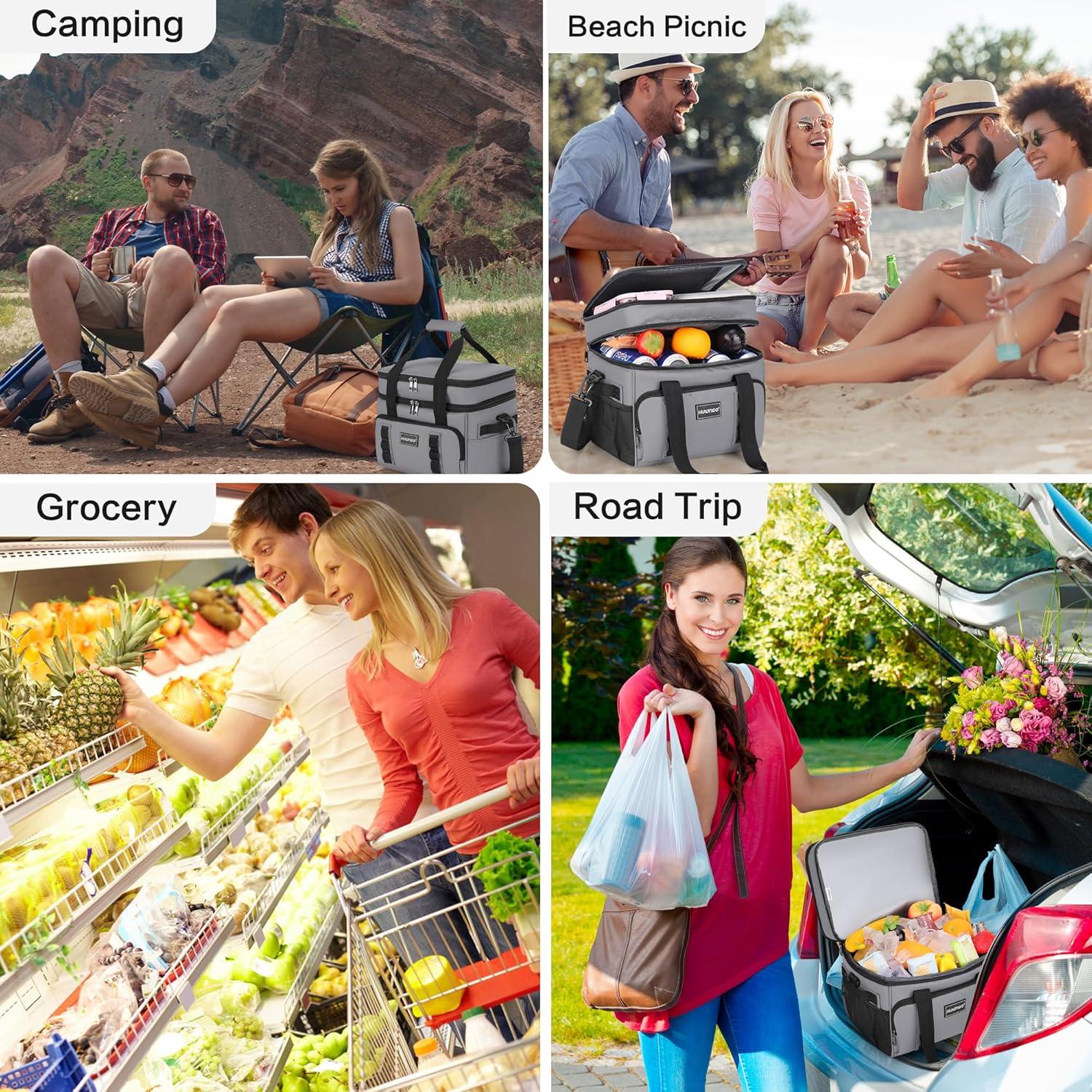 Bolsa Térmica Aislada Hulongo 20L Portátil Gris para Picnic