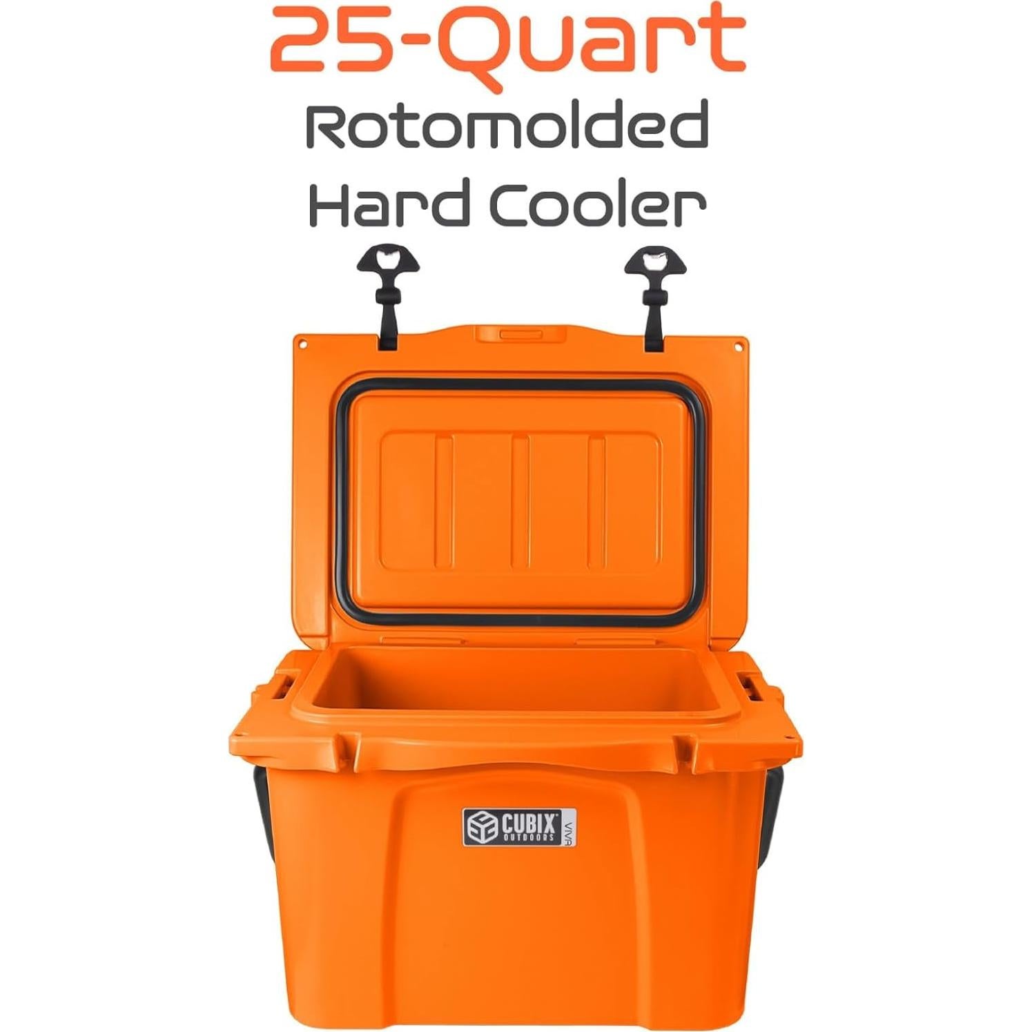 Enfriador Portátil Cubix Outdoors Viva 25QT Naranja Aislado 5 Días