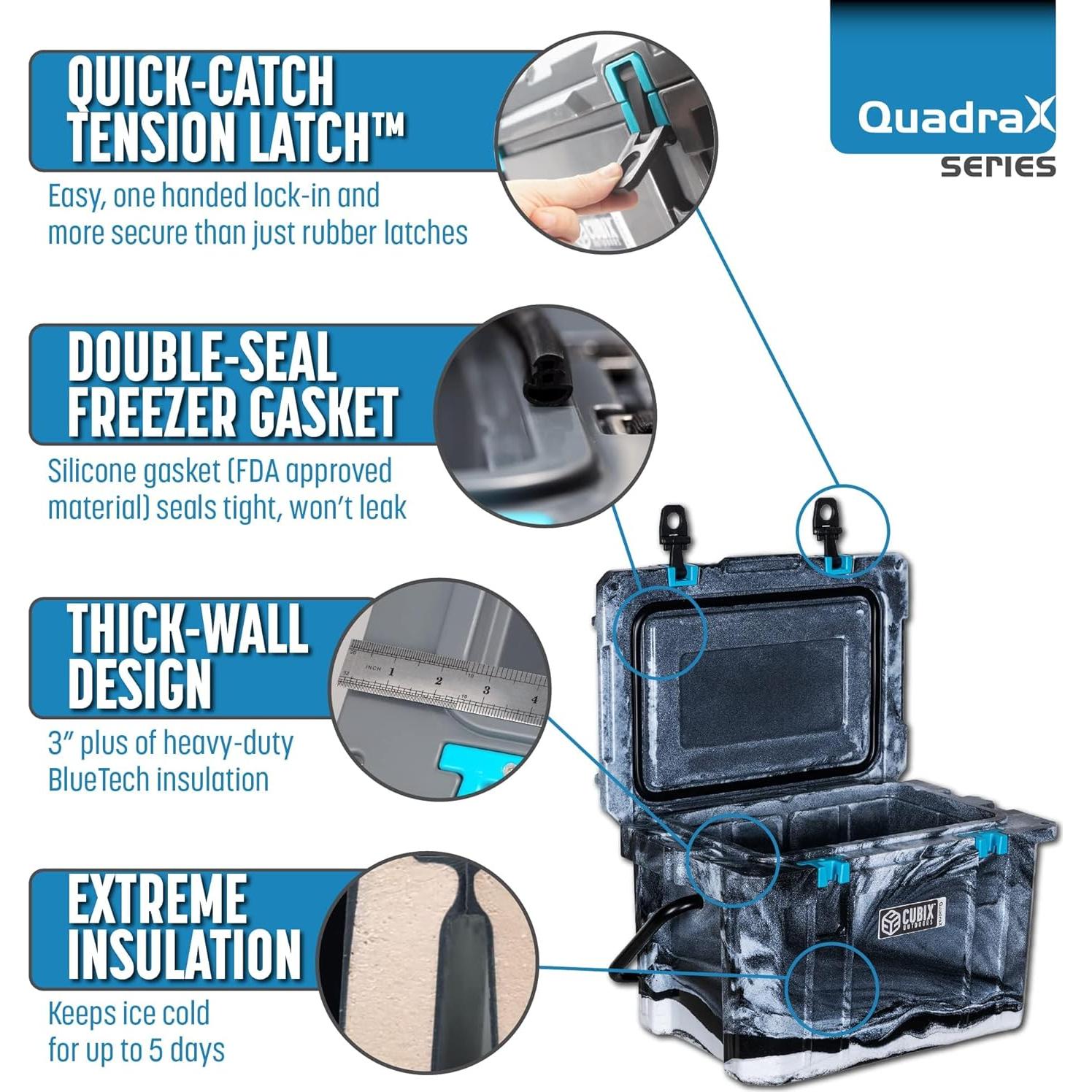 Enfriador QuadraX 20QT Cubix Outdoors - Aislado 5 Días
