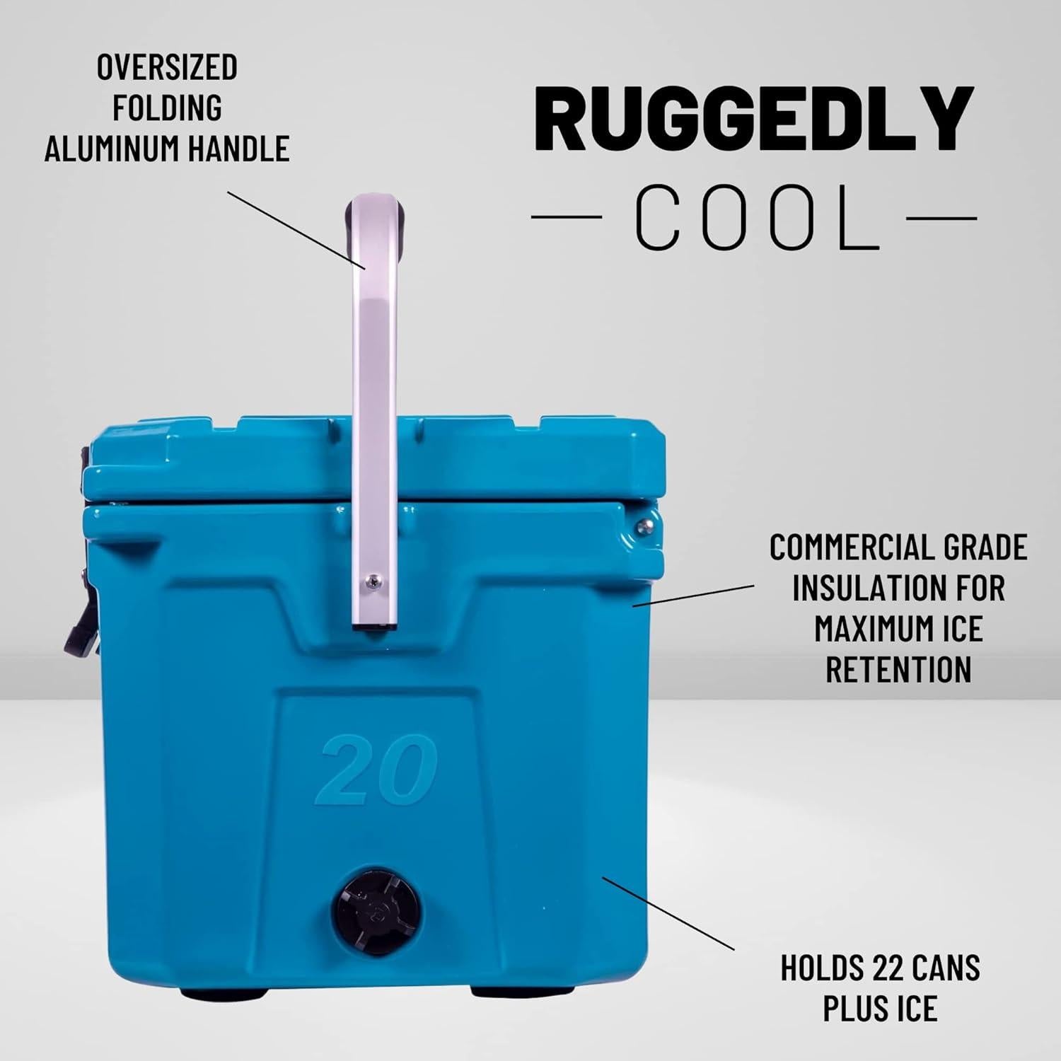 Enfriador Duro CAMP-ZERO 20L Azul con Portavasos Integrados