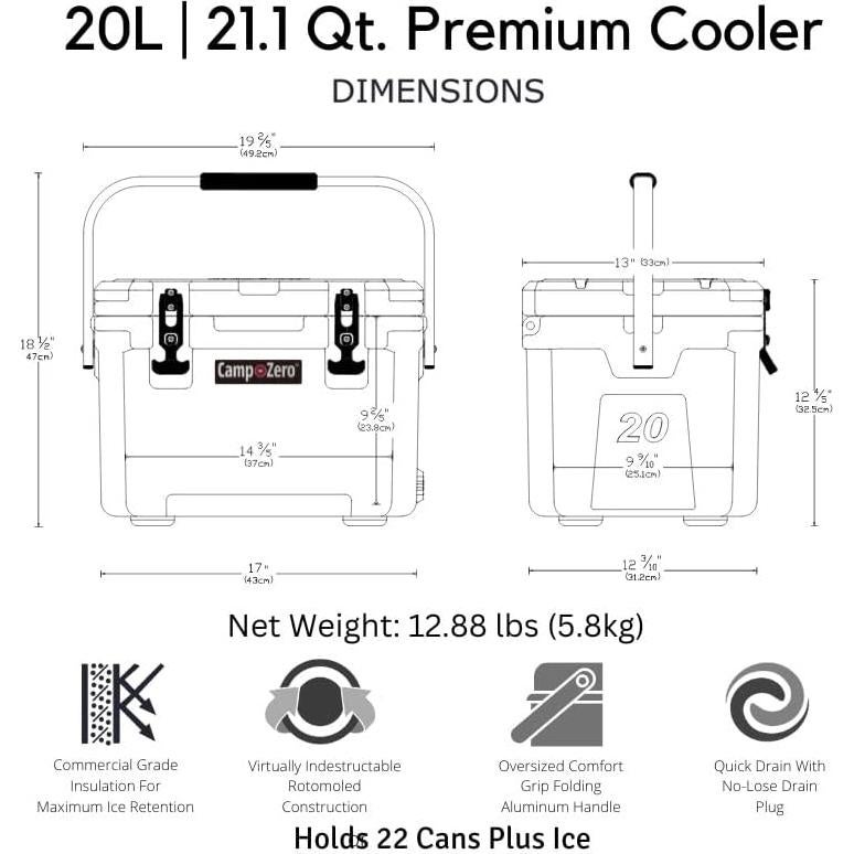 Enfriador Duro CAMP-ZERO 20L Azul con Portavasos Integrados
