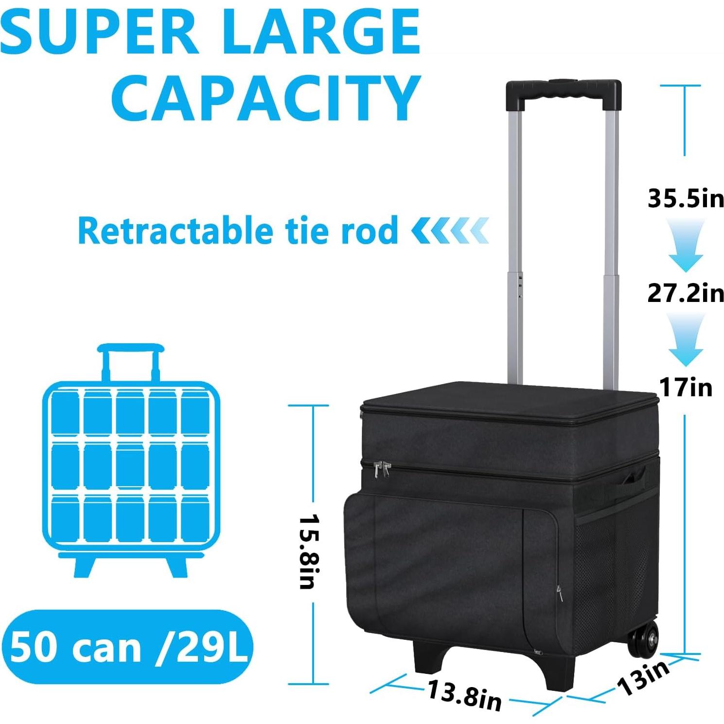 Enfriador Rodante Doerpuz 29L Aislado Plegable Negro