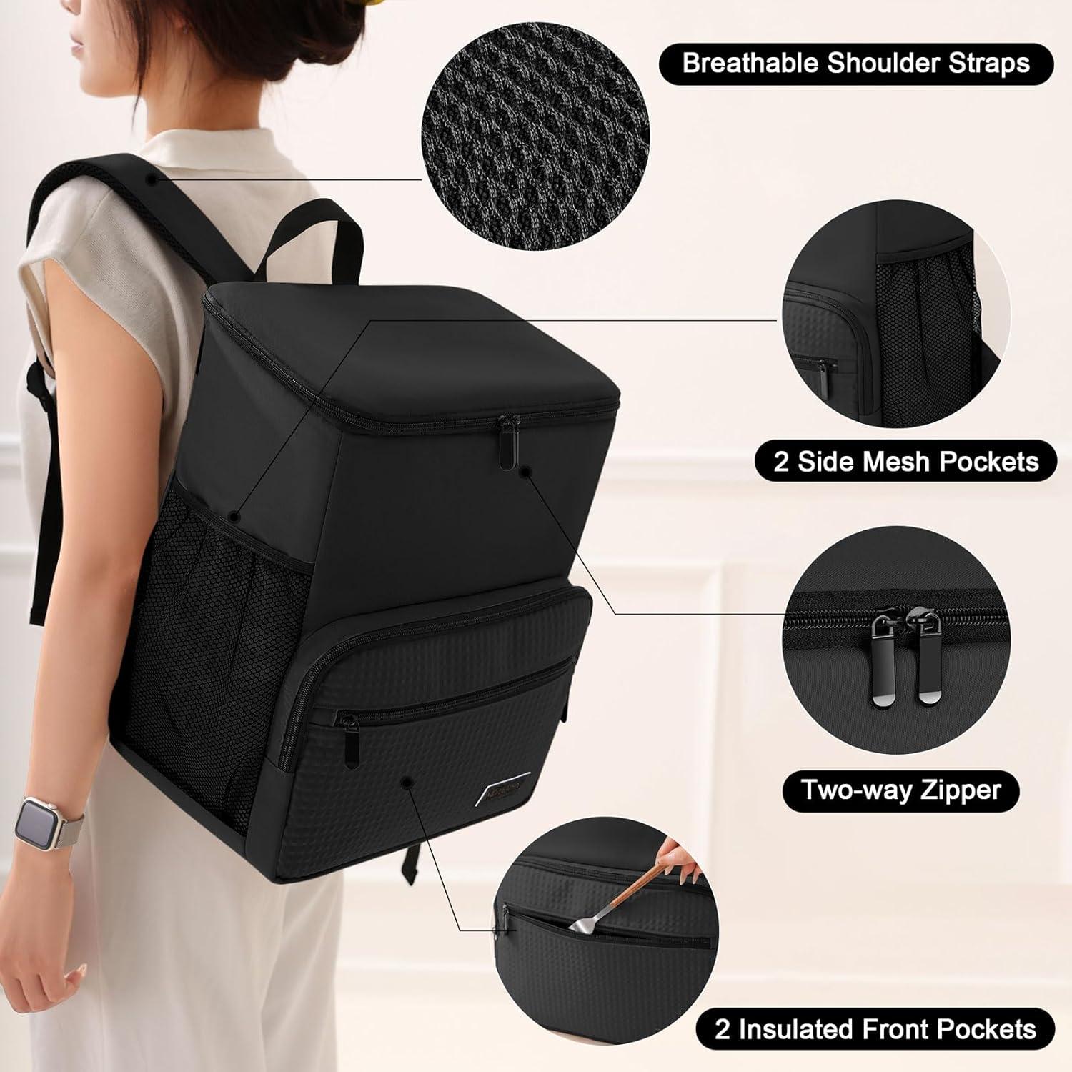 Mochila Cooler Aislada MIRASON 21.9L Negra a Prueba de Fugas