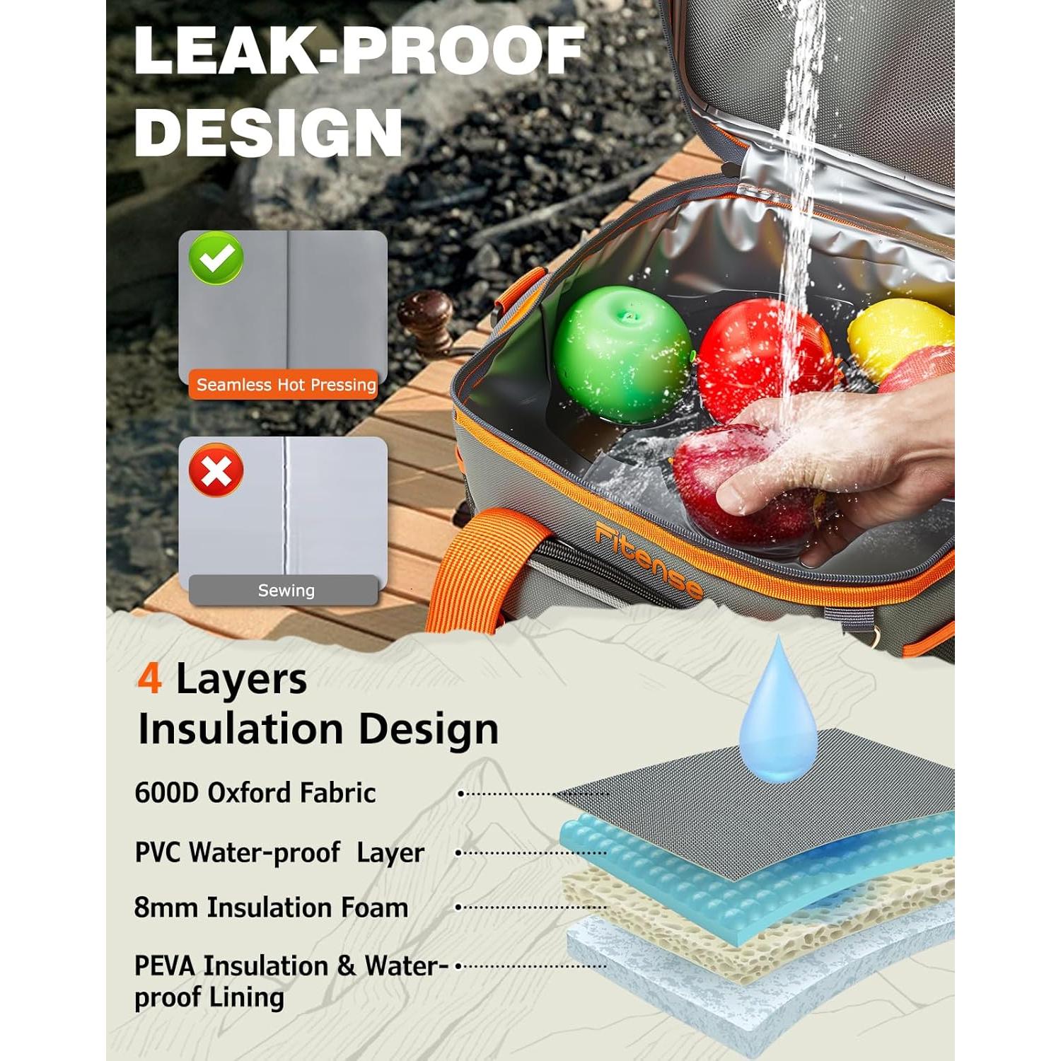 Soft Cooler Bag Insulated 20L/33L, 27/50 Cans Collapsible Camping Coolers 4-Layer Leakproof Portable Ice Chests for Beach, Travel, Picnic, Grocery, Kayaking