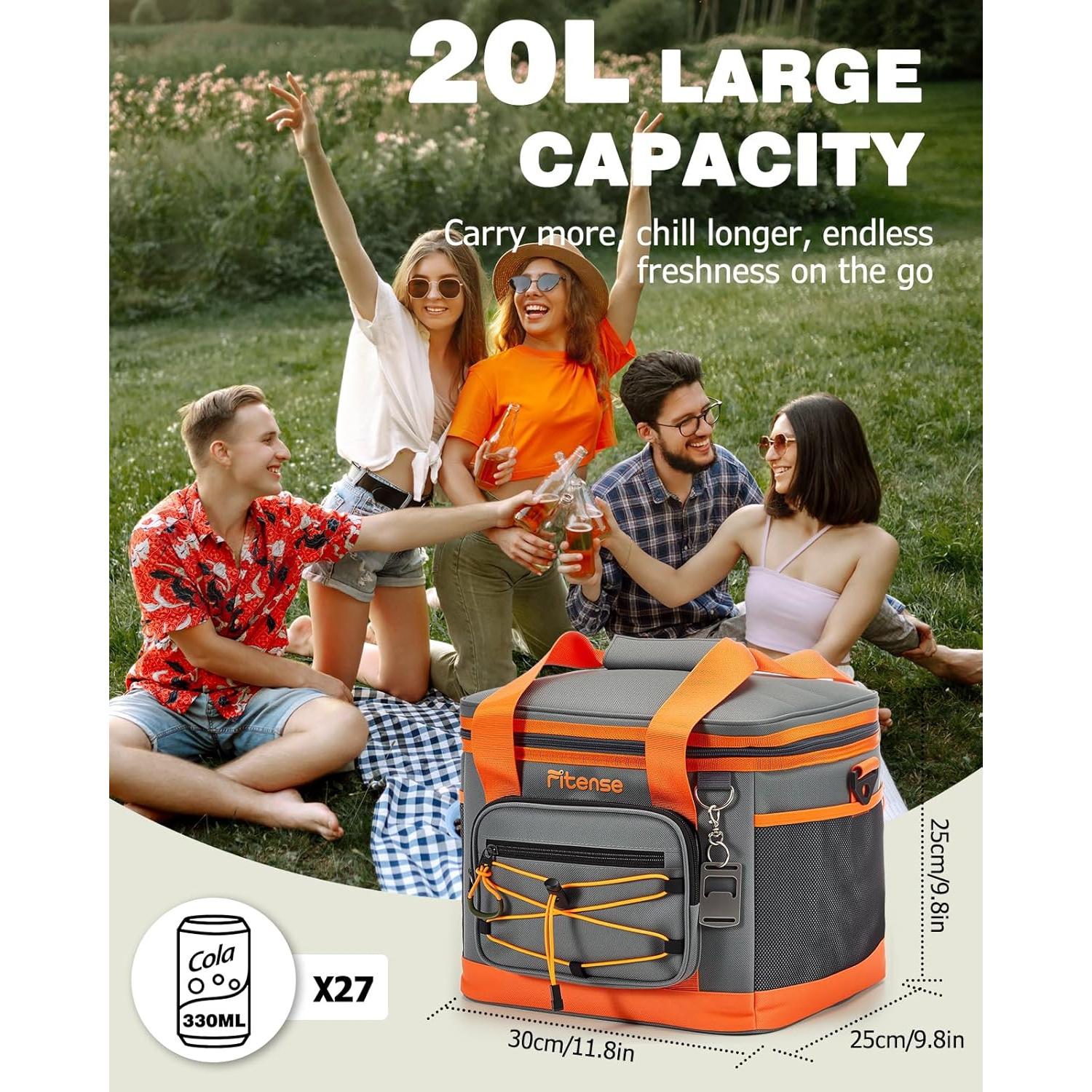 Soft Cooler Bag Insulated 20L/33L, 27/50 Cans Collapsible Camping Coolers 4-Layer Leakproof Portable Ice Chests for Beach, Travel, Picnic, Grocery, Kayaking