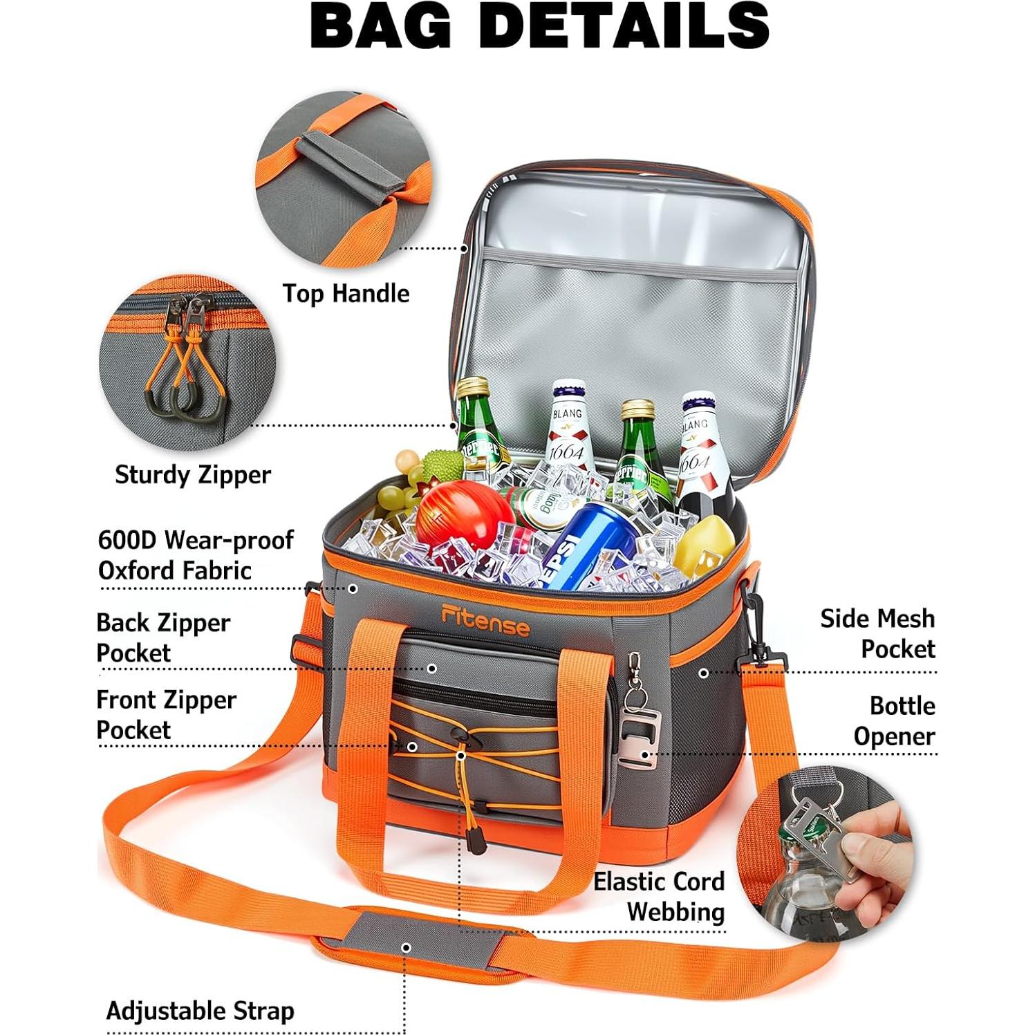 Soft Cooler Bag Insulated 20L/33L, 27/50 Cans Collapsible Camping Coolers 4-Layer Leakproof Portable Ice Chests for Beach, Travel, Picnic, Grocery, Kayaking