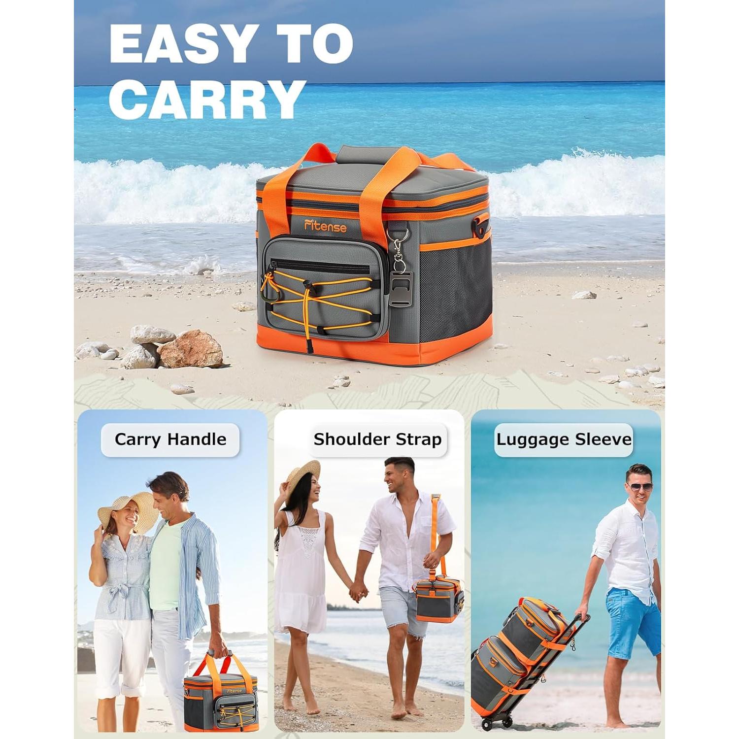 Soft Cooler Bag Insulated 20L/33L, 27/50 Cans Collapsible Camping Coolers 4-Layer Leakproof Portable Ice Chests for Beach, Travel, Picnic, Grocery, Kayaking