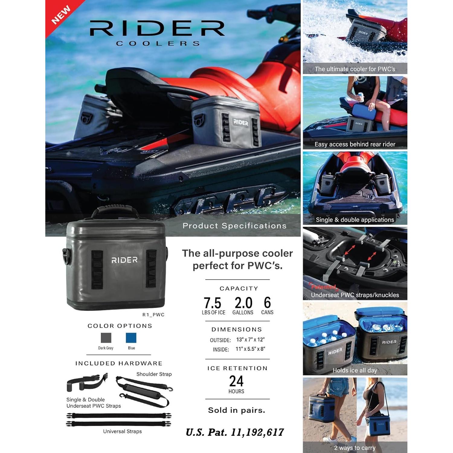 Neveras Blandas Rider Coolers 101 para Jet Ski - Gris - 7.57L