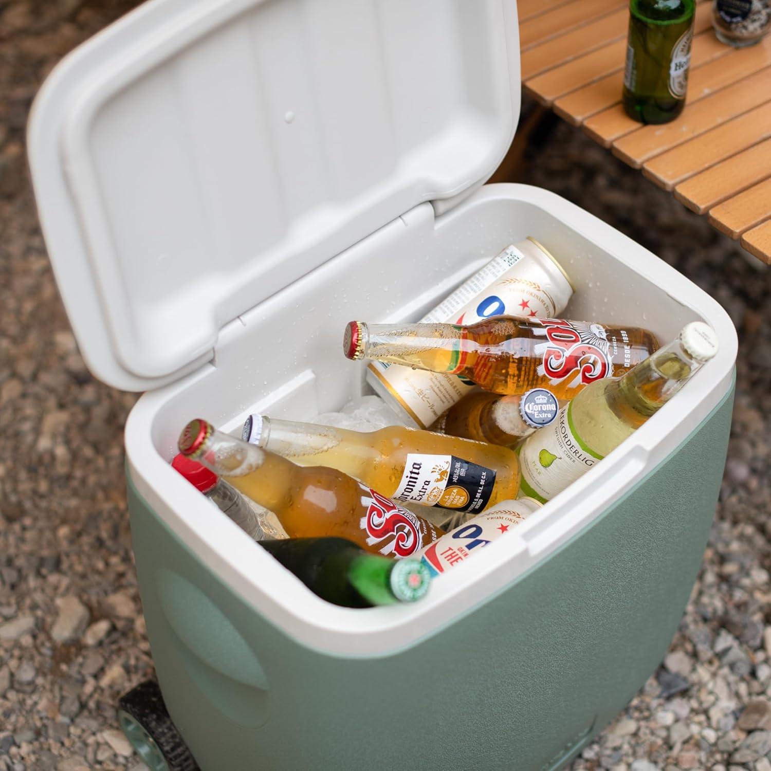 Naturehike 40QT Wheeled Hard Cooler, Insulated Food Safety Ice Chest Box with Telescoping Handle, Portable Ice Retention Cooler for Beach Camping Picnic Fishing Barbecue