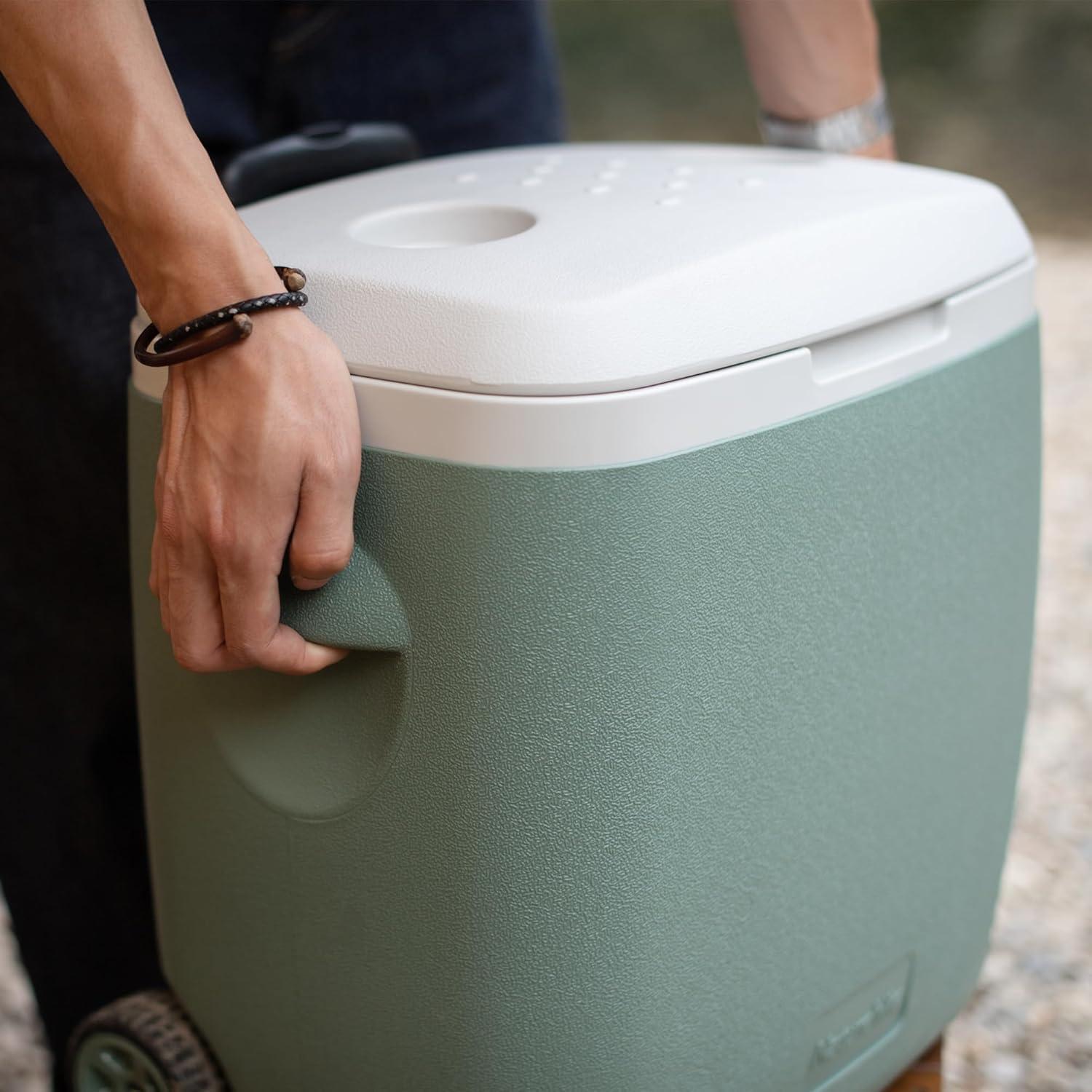 Naturehike 40QT Wheeled Hard Cooler, Insulated Food Safety Ice Chest Box with Telescoping Handle, Portable Ice Retention Cooler for Beach Camping Picnic Fishing Barbecue