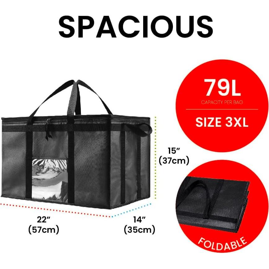 Bolsa Térmica Aislada 3XL NZ Home Negra 79L para Comida