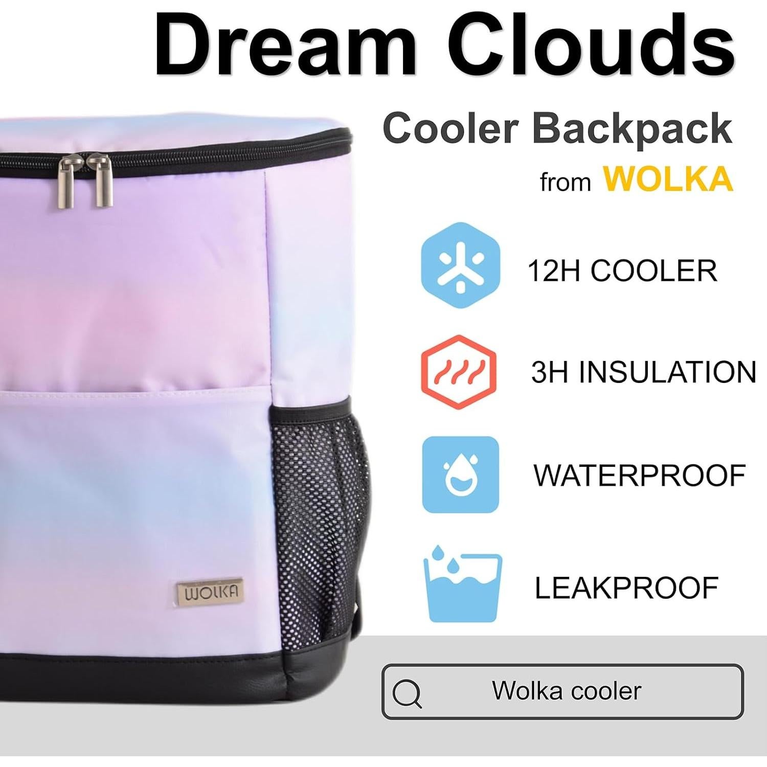 Mochila Cooler Wolka 30 L, Aislada y Impermeable para Viajes