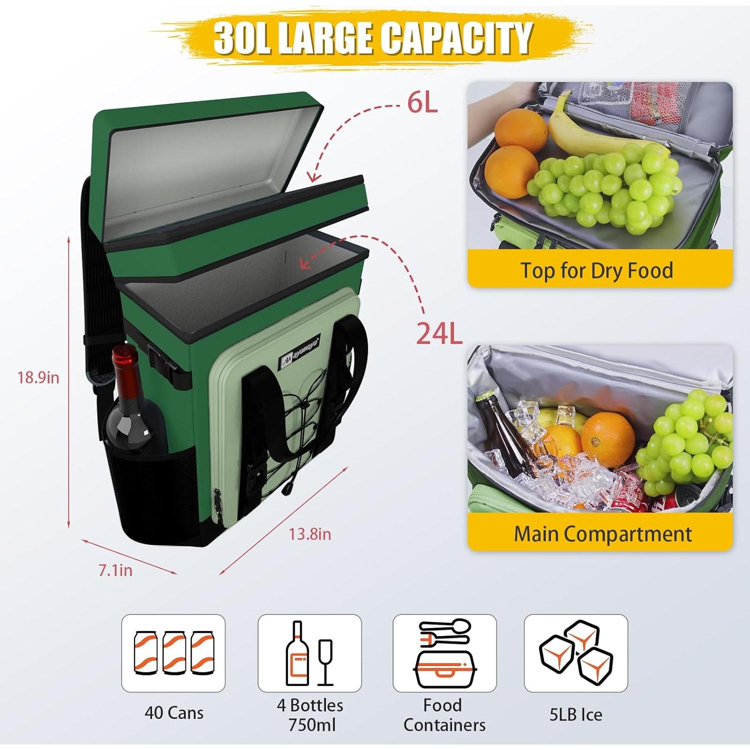 Mochila Enfriadora AYAMAYA 30L Impermeable a Prueba de Fugas