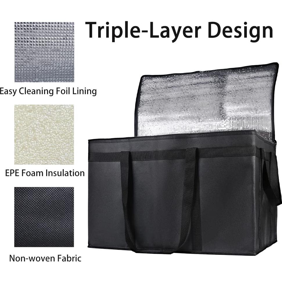 Bolsa de Entrega Aislada Bodaon XXXL Negra para Comida