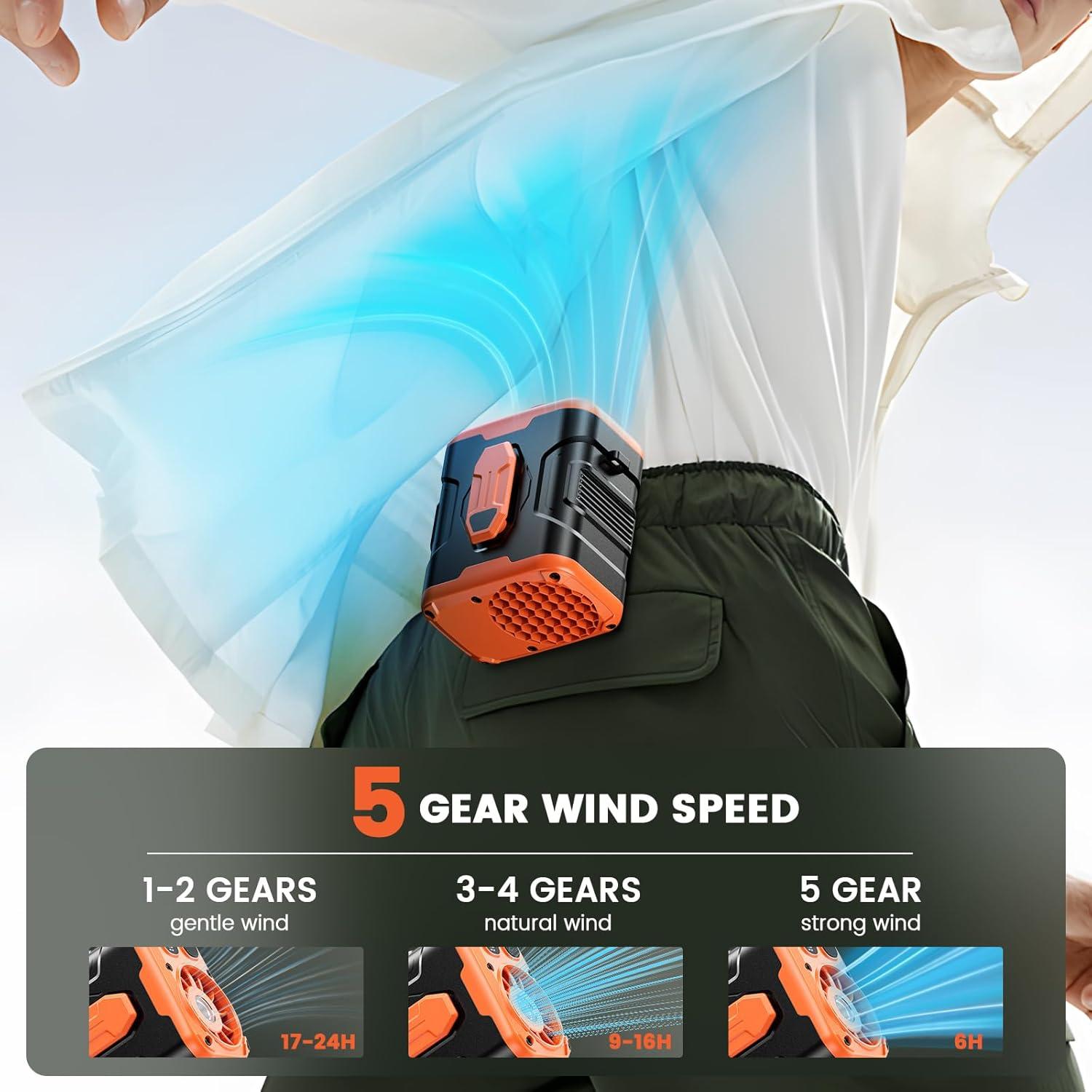 Ventilador Portátil Clip en Cintura coldSky YW-F005L 10000mAh 5 Velocidades