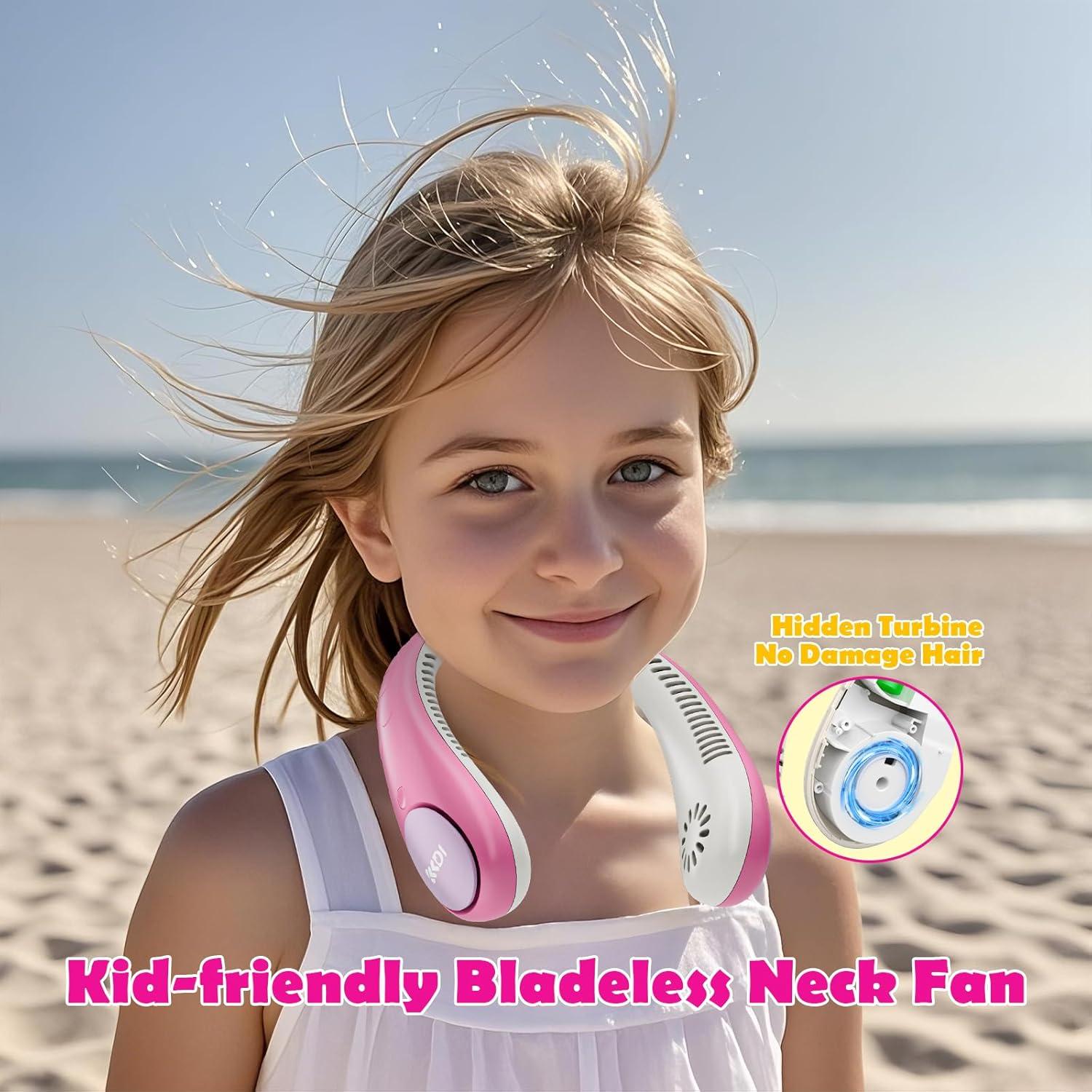 Ventilador de Cuello Kkdi E12 Rosa y Púrpura 4 Velocidades