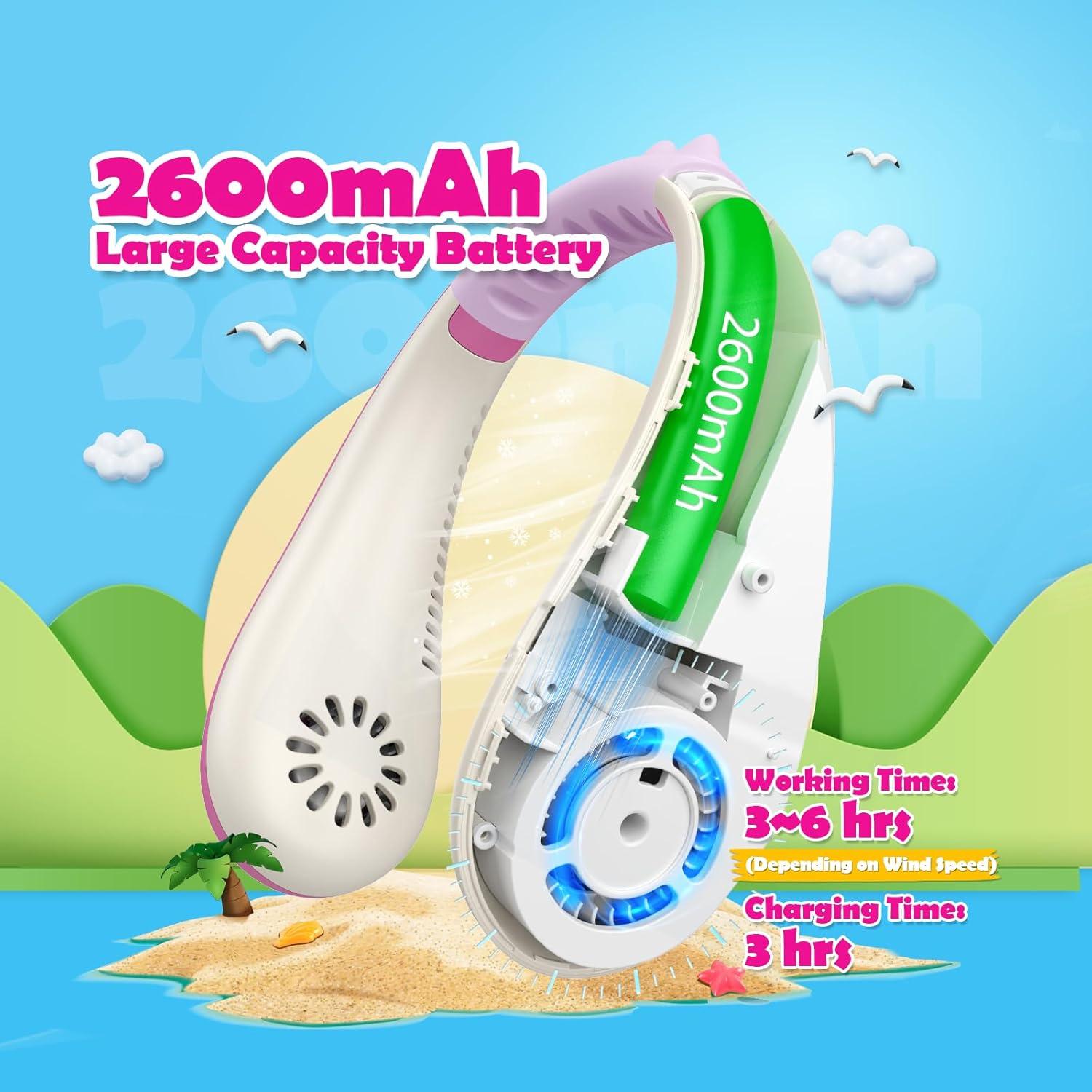 Ventilador de Cuello Kkdi E12 Rosa y Púrpura 4 Velocidades