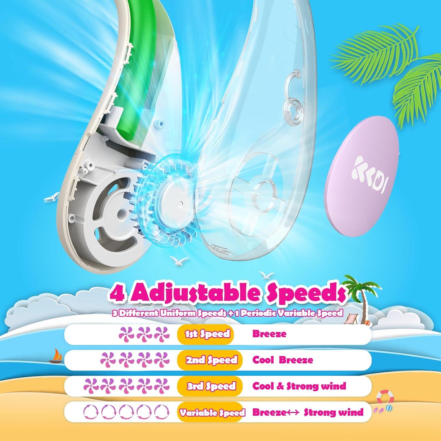 Ventilador de Cuello Kkdi E12 Rosa y Púrpura 4 Velocidades