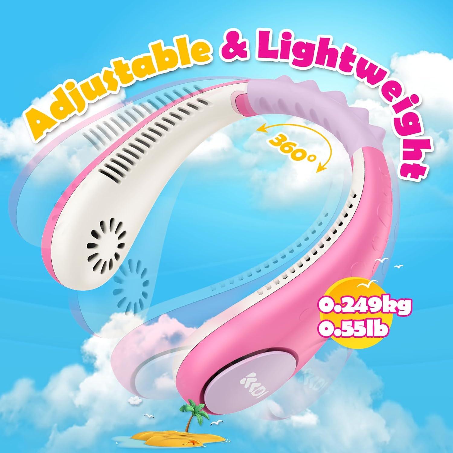 Ventilador de Cuello Kkdi E12 Rosa y Púrpura 4 Velocidades