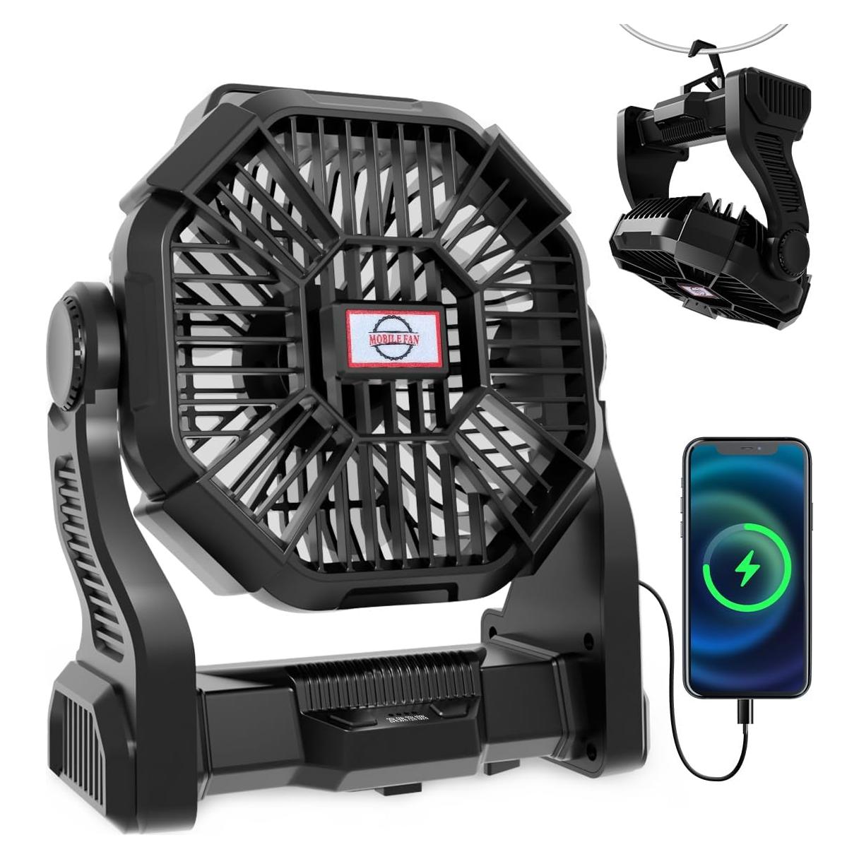 Ventilador de Camping Recargable Eloslos X23 10" USB LED