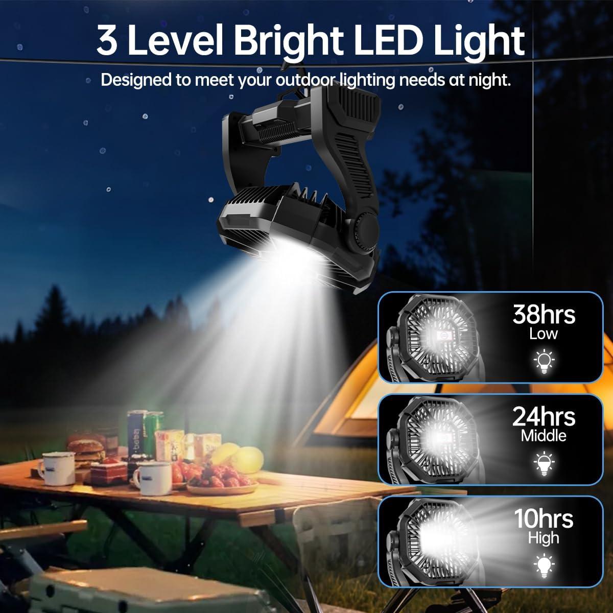 Ventilador de Camping Recargable Eloslos X23 10" USB LED