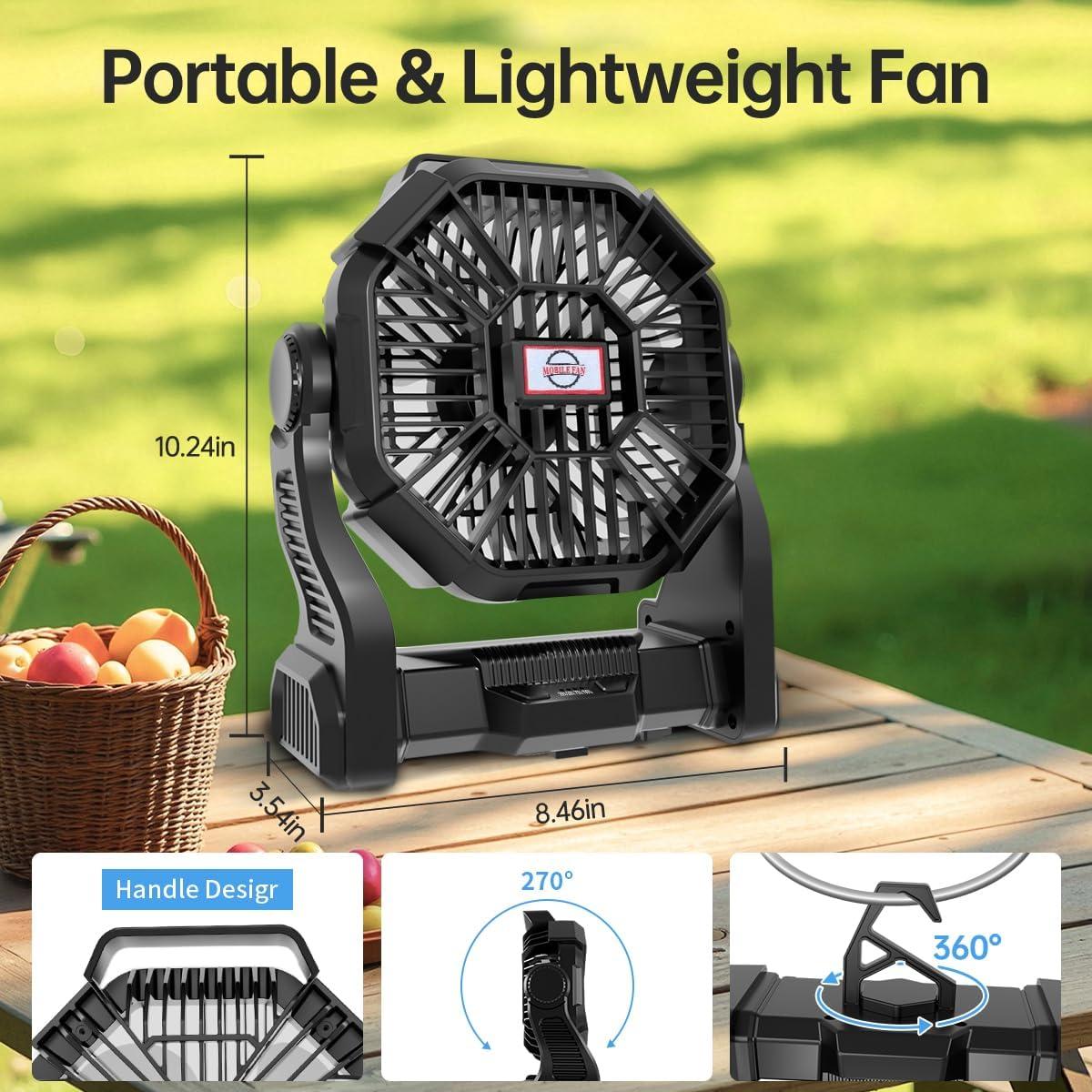 Ventilador de Camping Recargable Eloslos X23 10" USB LED