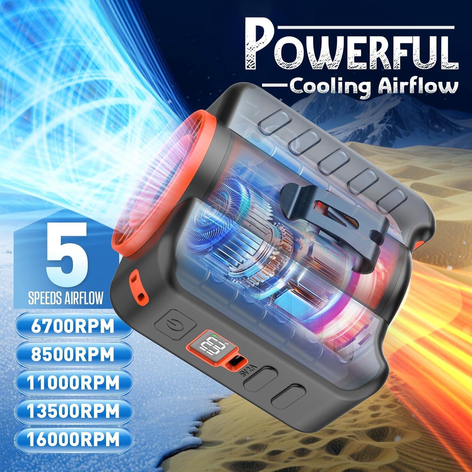 Ventilador Portátil de Cintura Humutan 2025, Recargable, 5 Modos