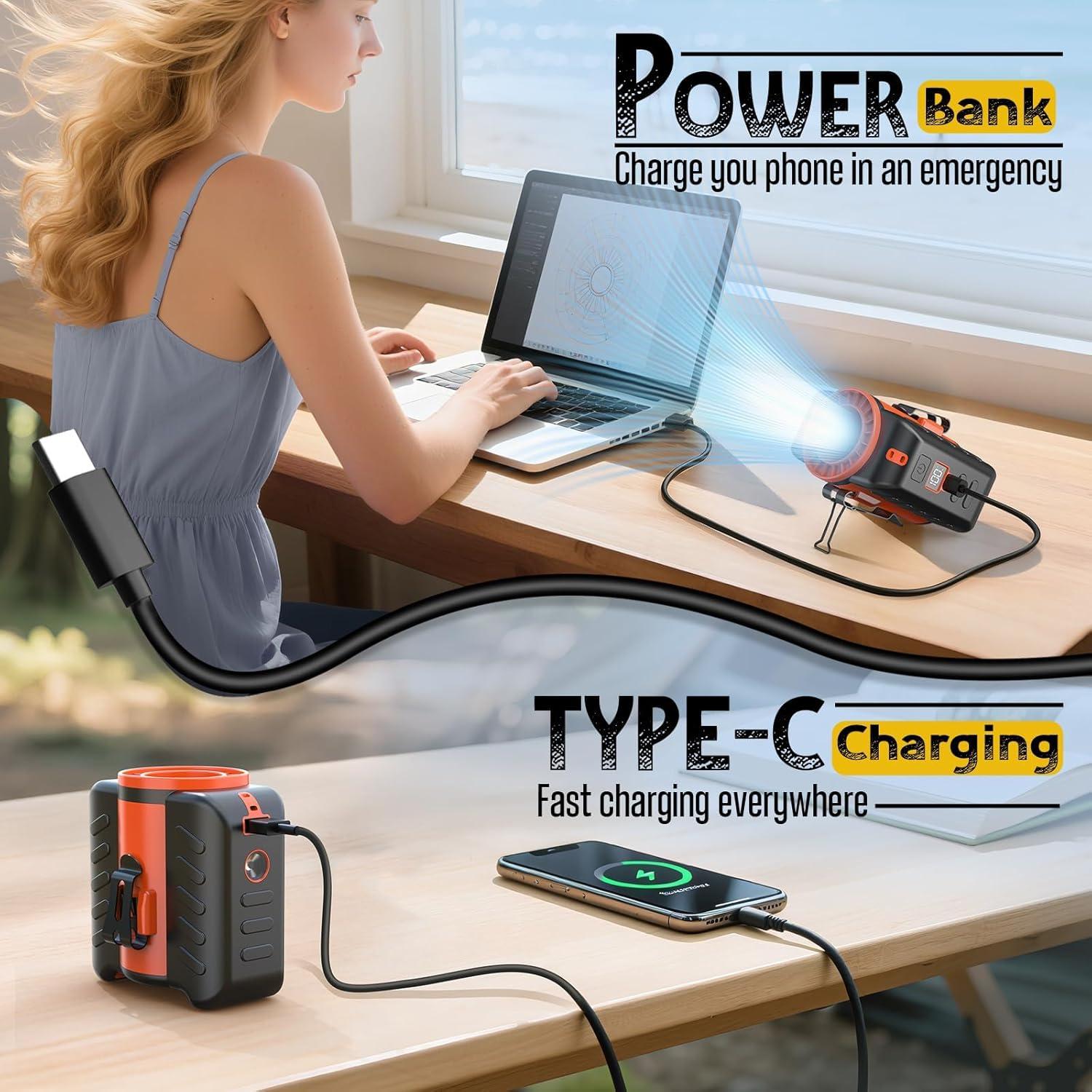 Ventilador Portátil de Cintura Humutan 2025, Recargable, 5 Modos