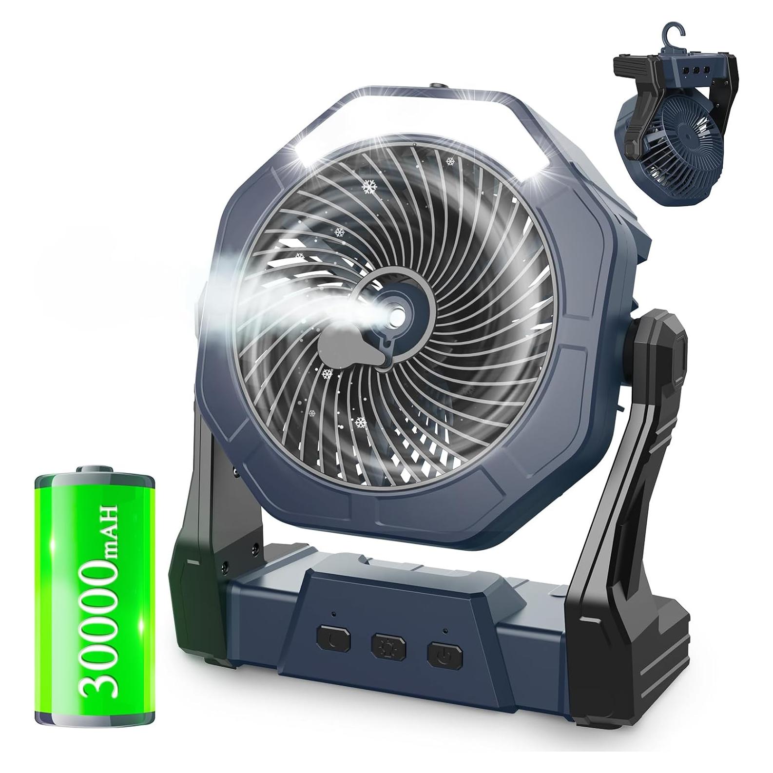 Ventilador Portátil Ausic P20 con Rocío 30000mAh 8" Gris