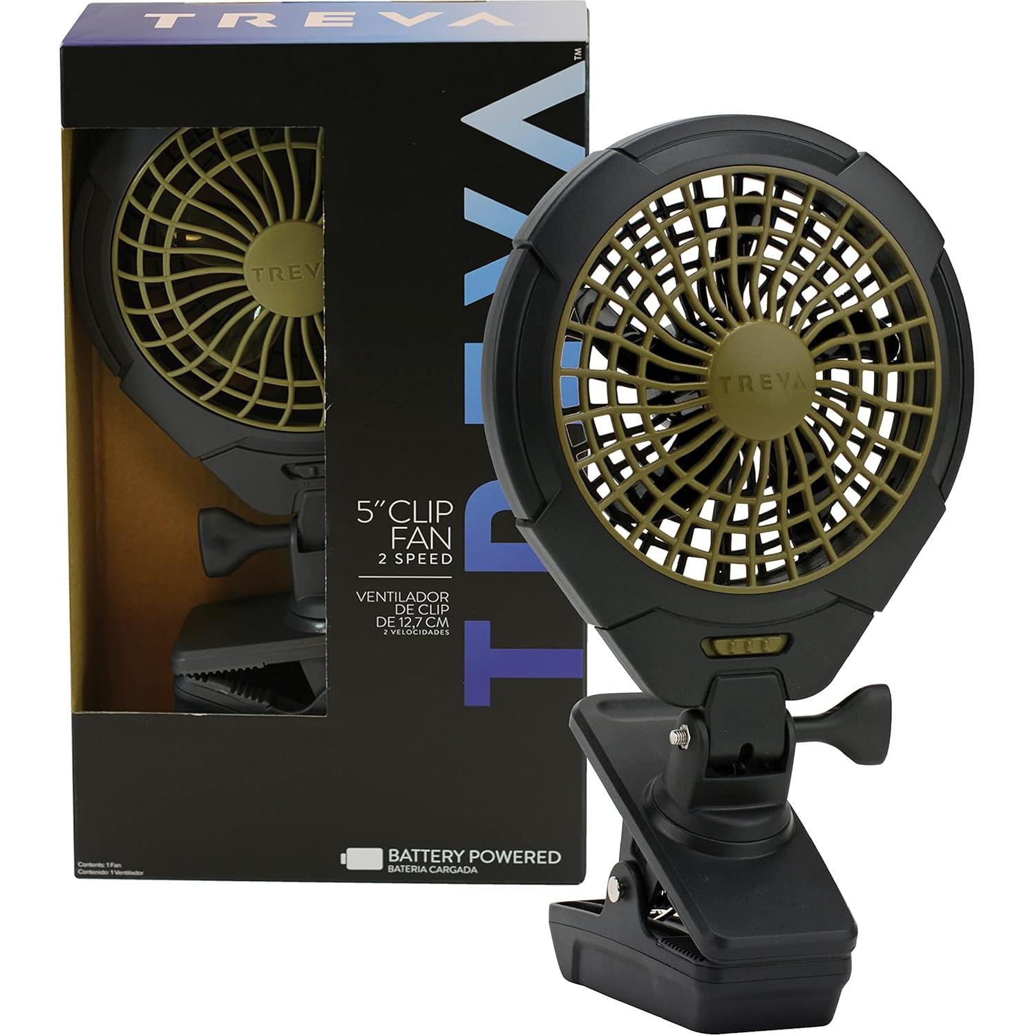 Ventilador Clip Portátil Treva 5" Batería 2 Paquete